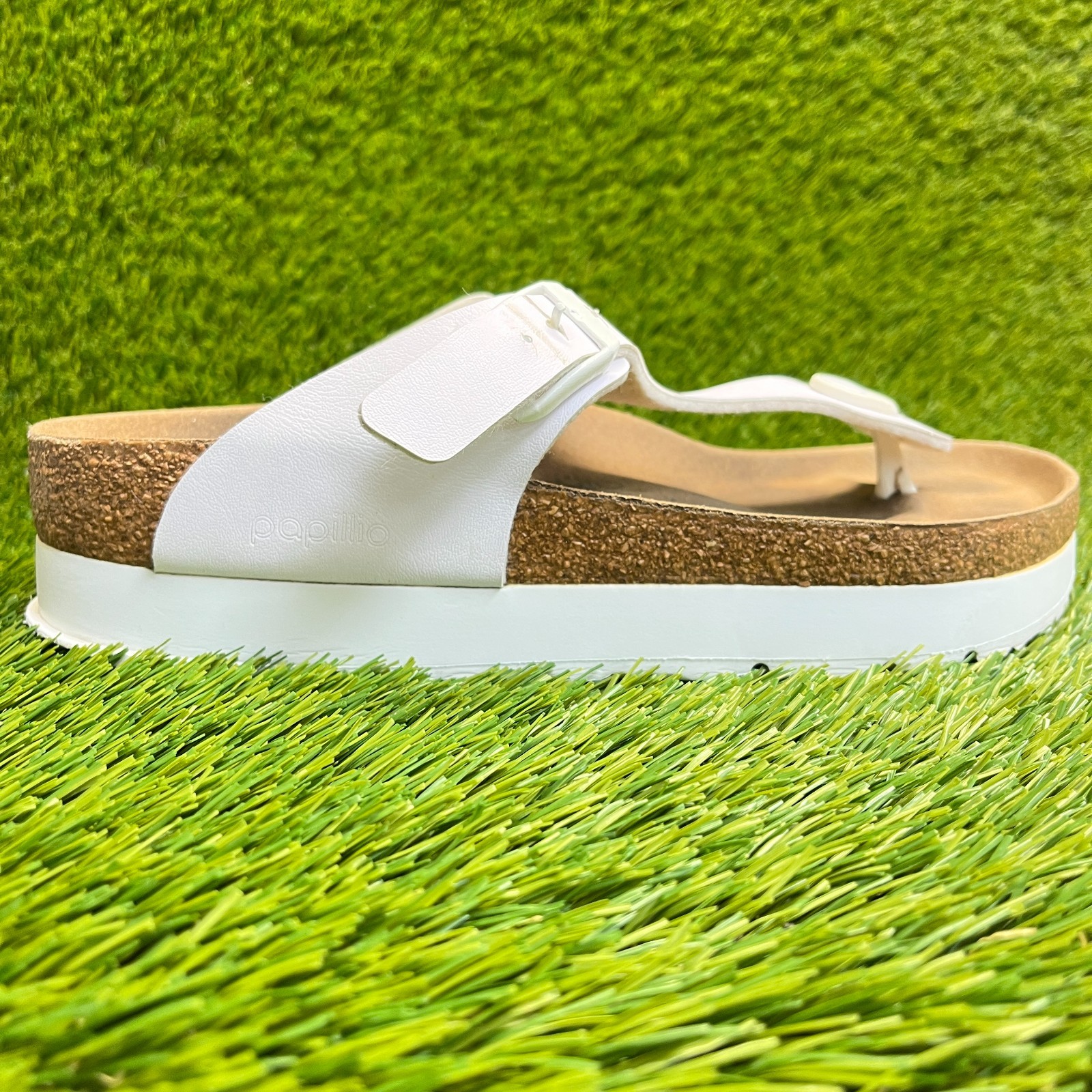 Birkenstock Gizeh Womens Size 9 White Brown Beach Outdoor Platform Thong Sandals