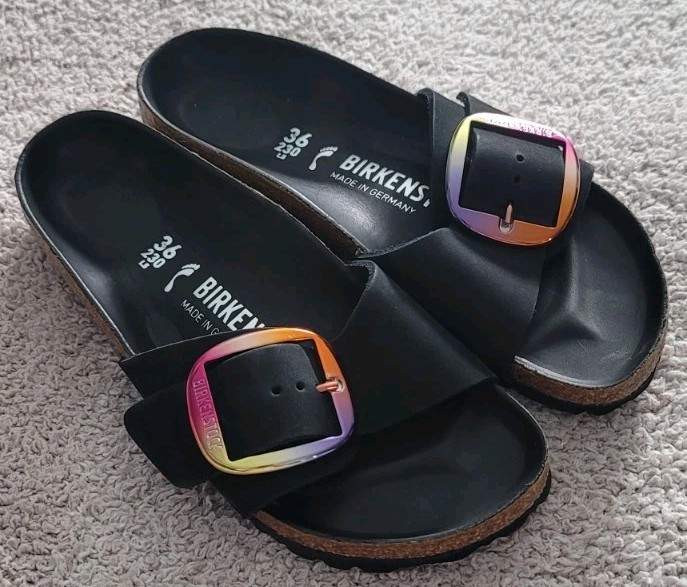 Birkenstock Madrid Big Buckle Black Sandals Sz 36 Med/ Narr