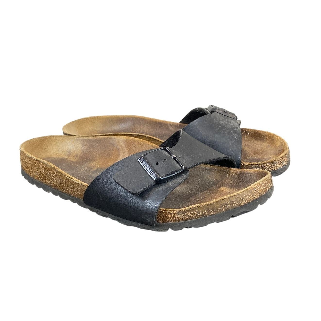 Birkenstock Madrid Black Leather Sandals Slides Women’s 39 (8-8.5)