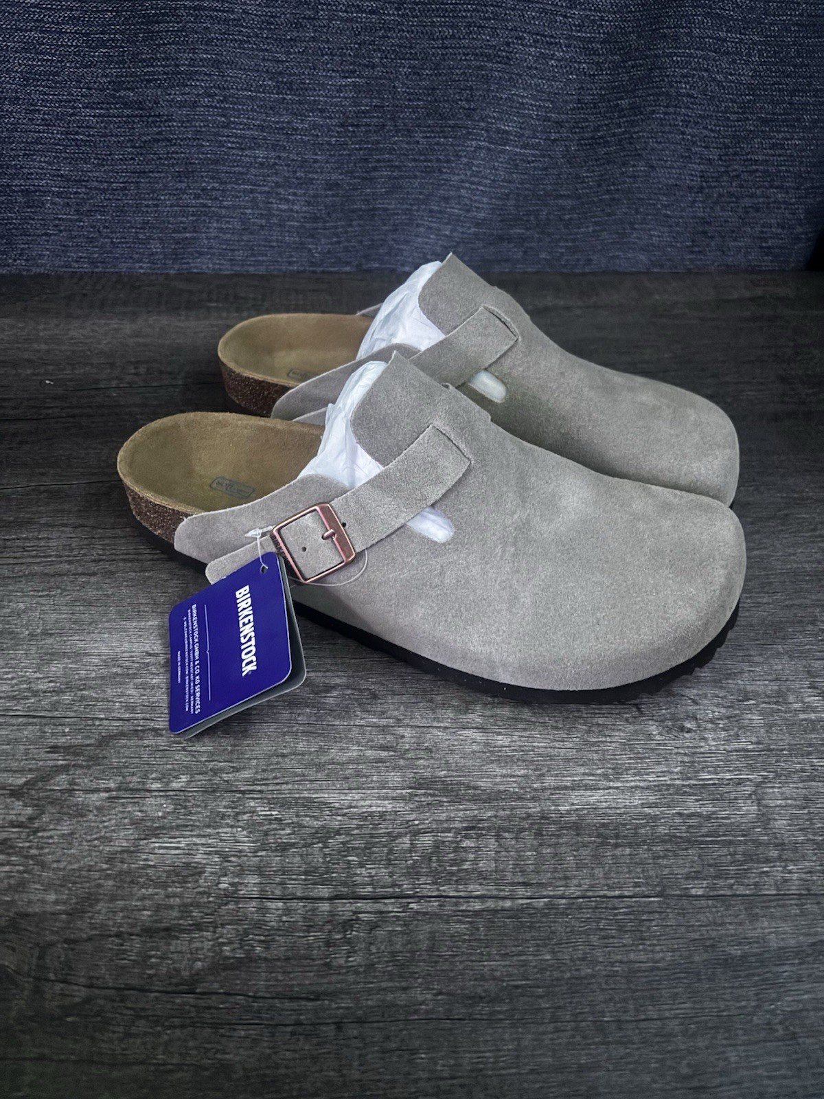 Birkenstock Boston Clogs Taupe Suede Leather with Soft Footbed Size 10
