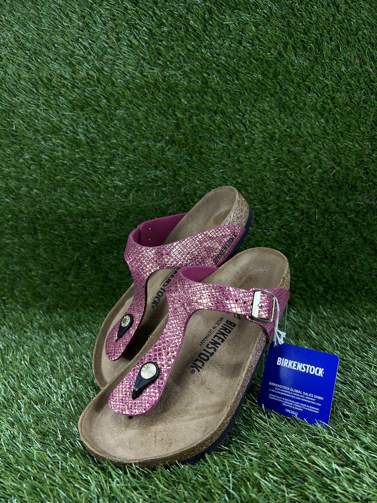 Birkenstock Gizeh Womens Sandals Shiny Fuchsia Python Snake EU 37 Womens 6