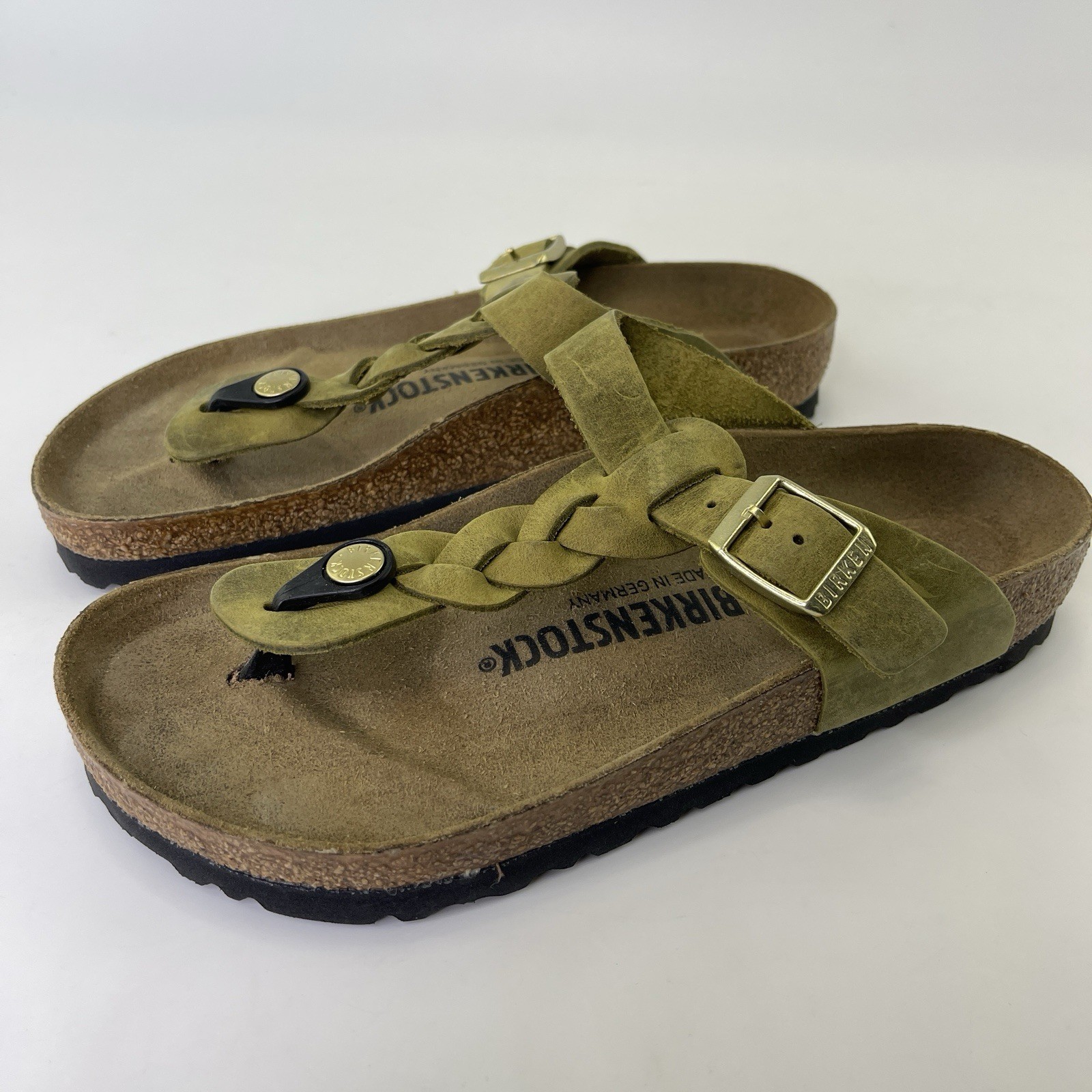 Birkenstock Gizeh Braided Olive Green Size 36 EU Regular Sz 5 US