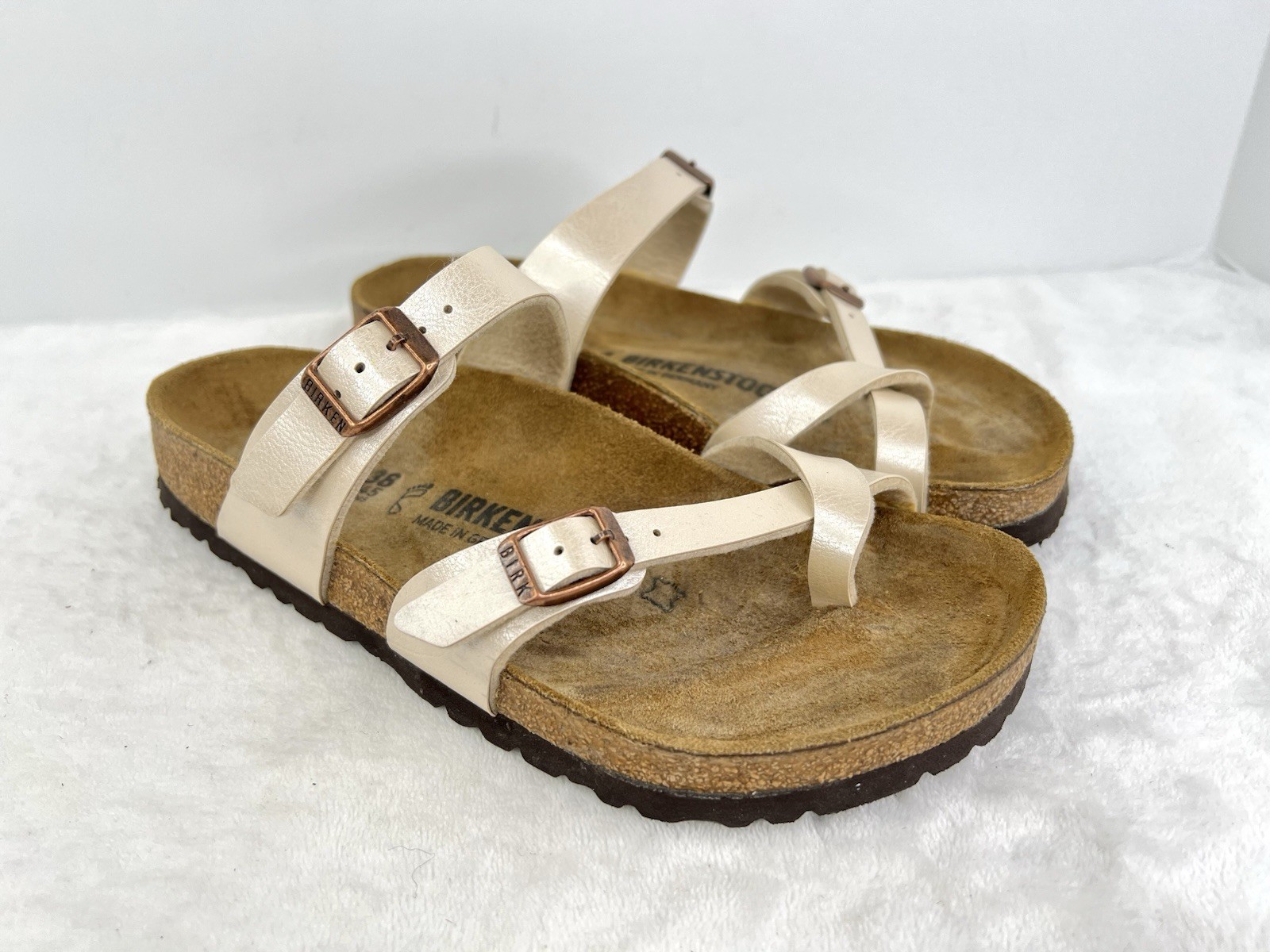 Birkenstock Mayari Birko-Flor Sandal Pearl White Size 38 Regular Womens 7 US