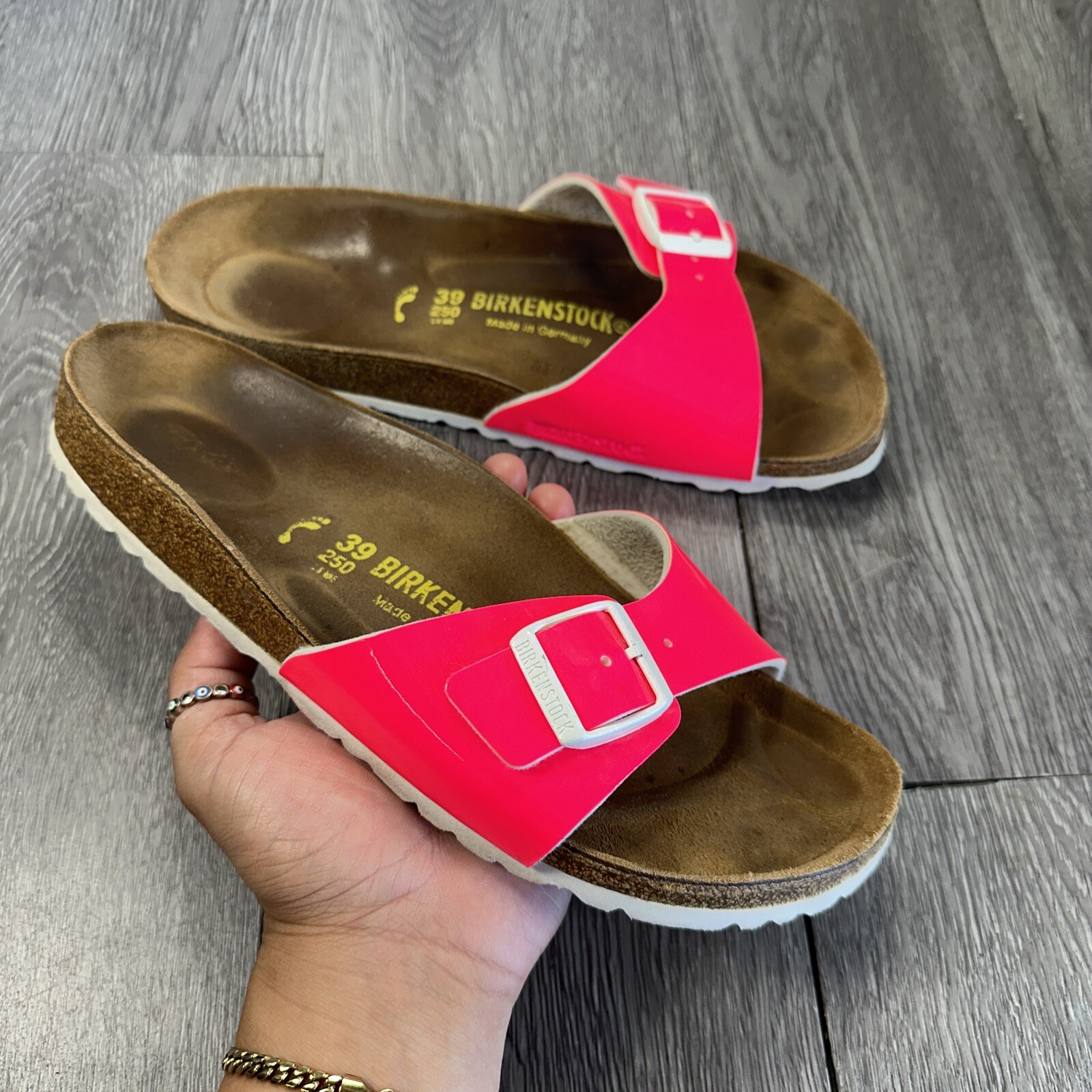 Birkenstock Madrid Slide Sandals Women’s Pink Patent Glossy – EU 39 US 8