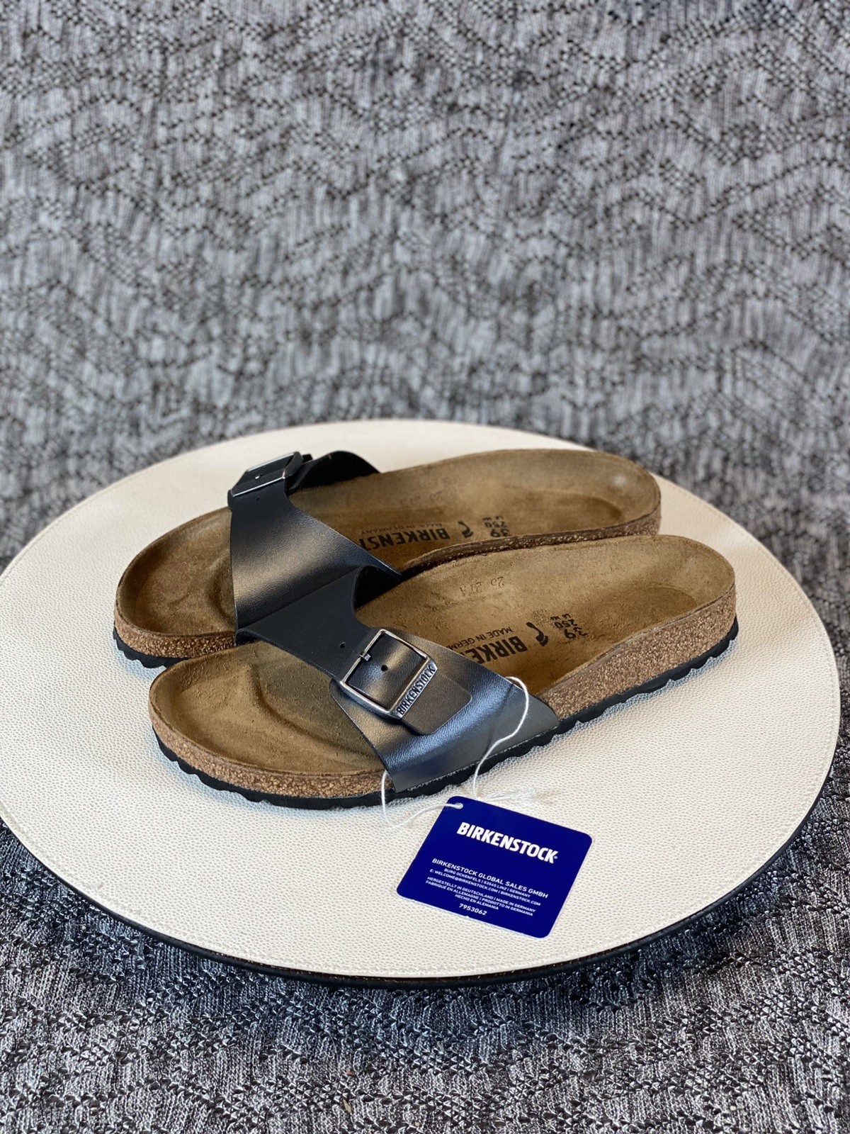 Birkenstock Madrid Sandal size 39 Metallic Black Birko Flor