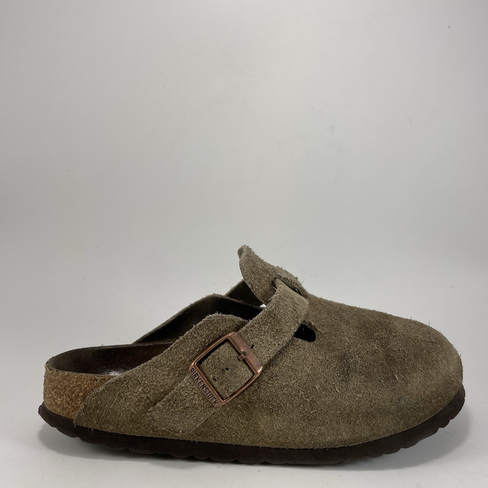 Birkenstock Boston Clog Womens Size 37 US Size 6-6.5 Narrow Tan Suede Soft FB