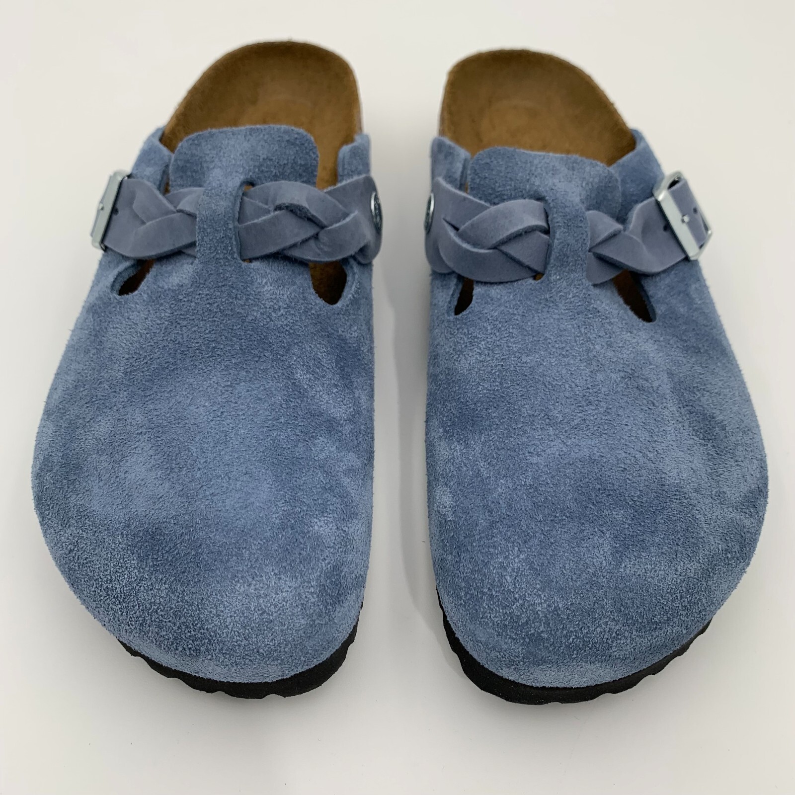 Birkenstock New w/ Box Boston Braided Elemental Blue Suede Leather Narrow