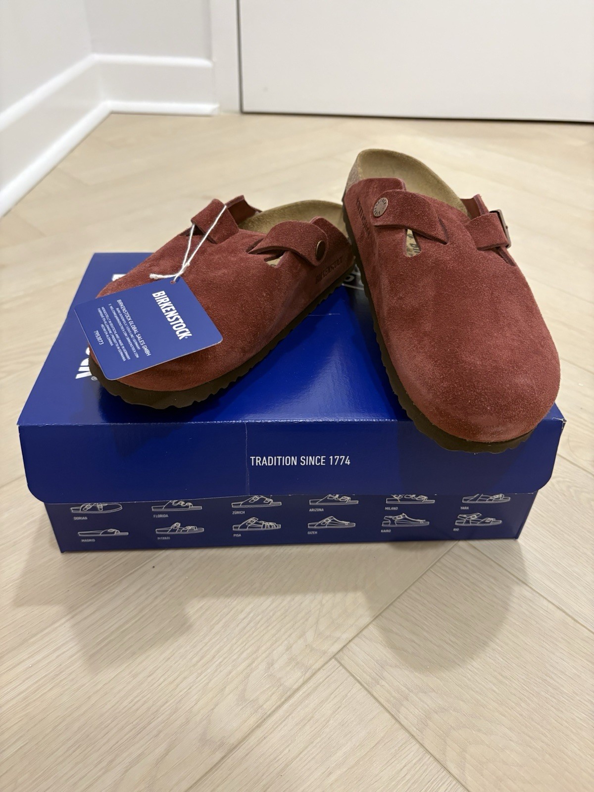Birkenstock Boston BS Zinfandel Red Suede Leather Clogs Size 40 / US 9/ 7.5