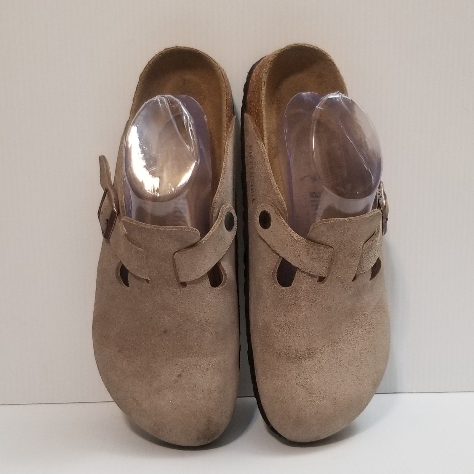 Birkenstock Boston Taupe Suede Clogs Womens 9 Mens 11 EU 42 Narrow Sandals