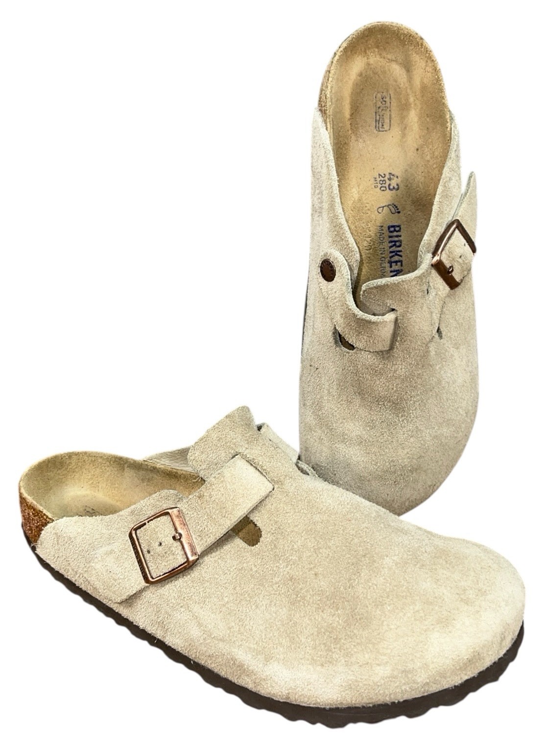 BIRKENSTOCK Boston Soft Footbed Clog Unisex Slip On Size M10-10.5 W12-12.5 Taupe