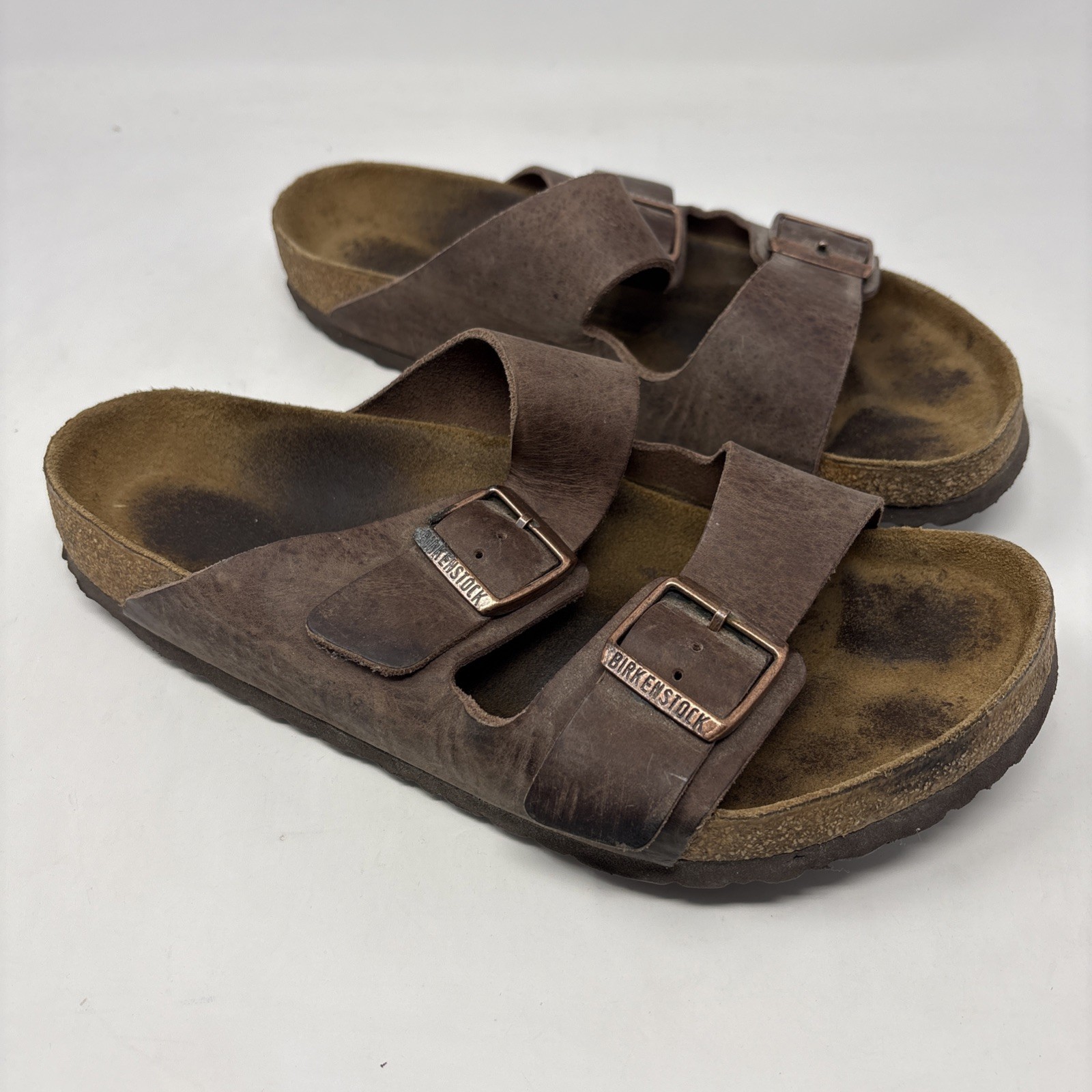 Birkenstock Sandals Arizona Slides Leather Comfort Travel Brown Mens 10
