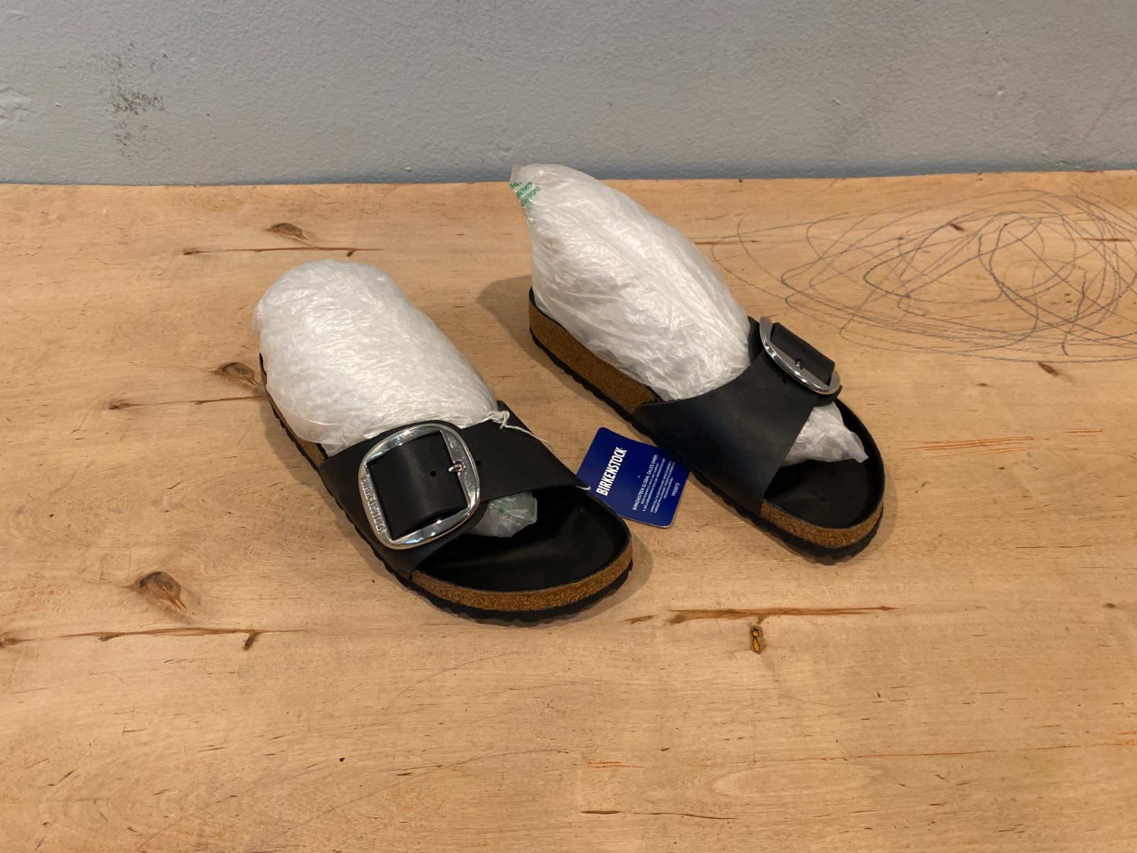 NWT Birkenstock Madrid Big Buckle Sandal , Black Leather , EU 41 / US 10 – 10.5