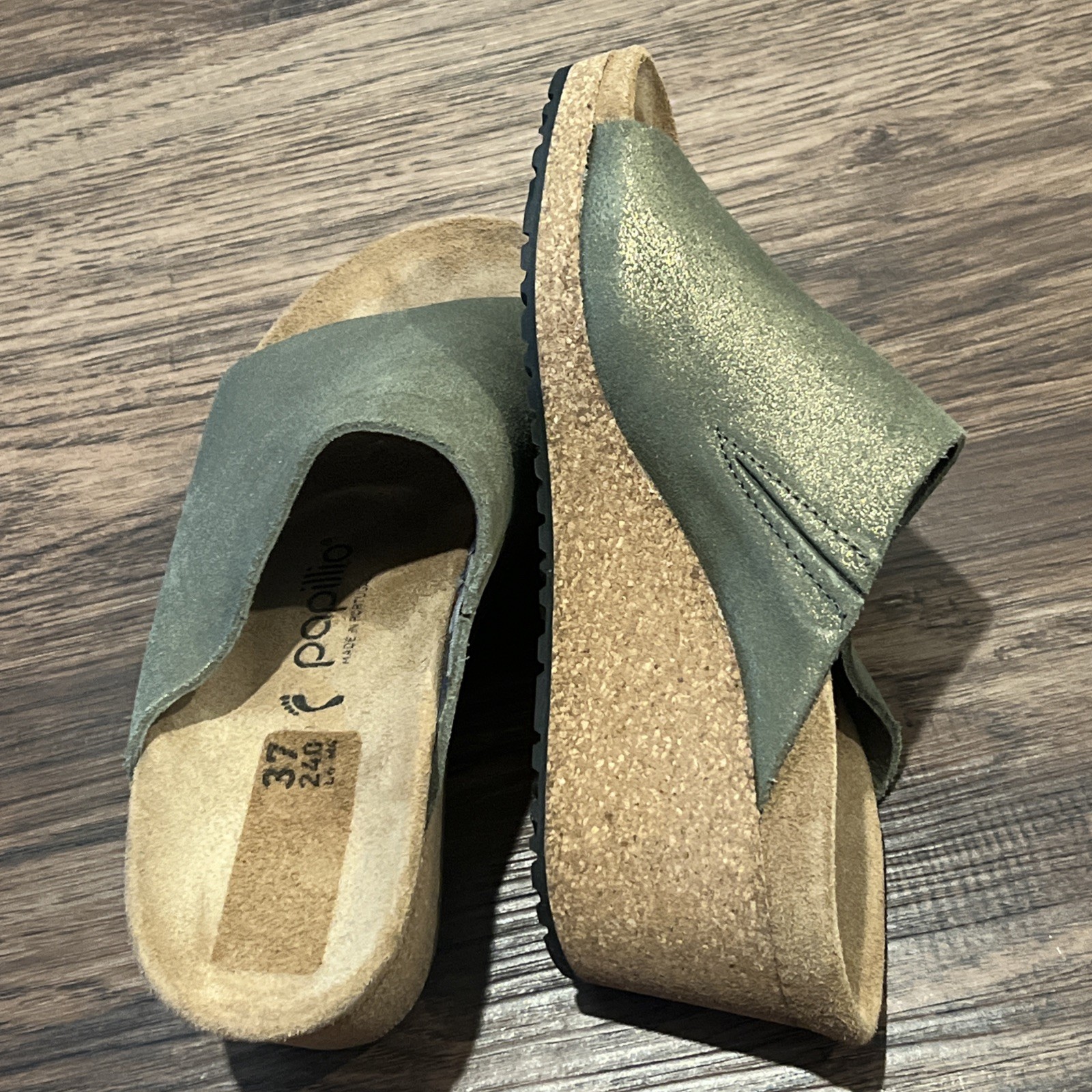 Birkenstock Papillio Namica Washed Metallic Stone Gold Suede 37 L6 M4 240