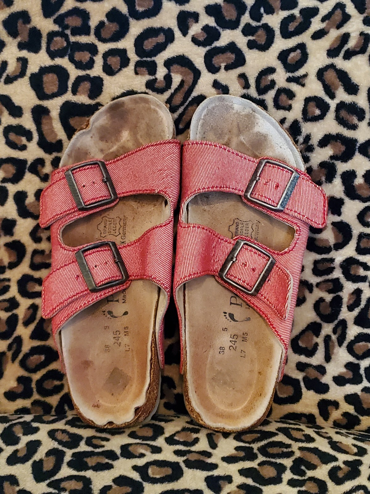 Birkenstock  Papillio Red Denim Women’s Sandals 7 245 38 Buckles Pre-owned