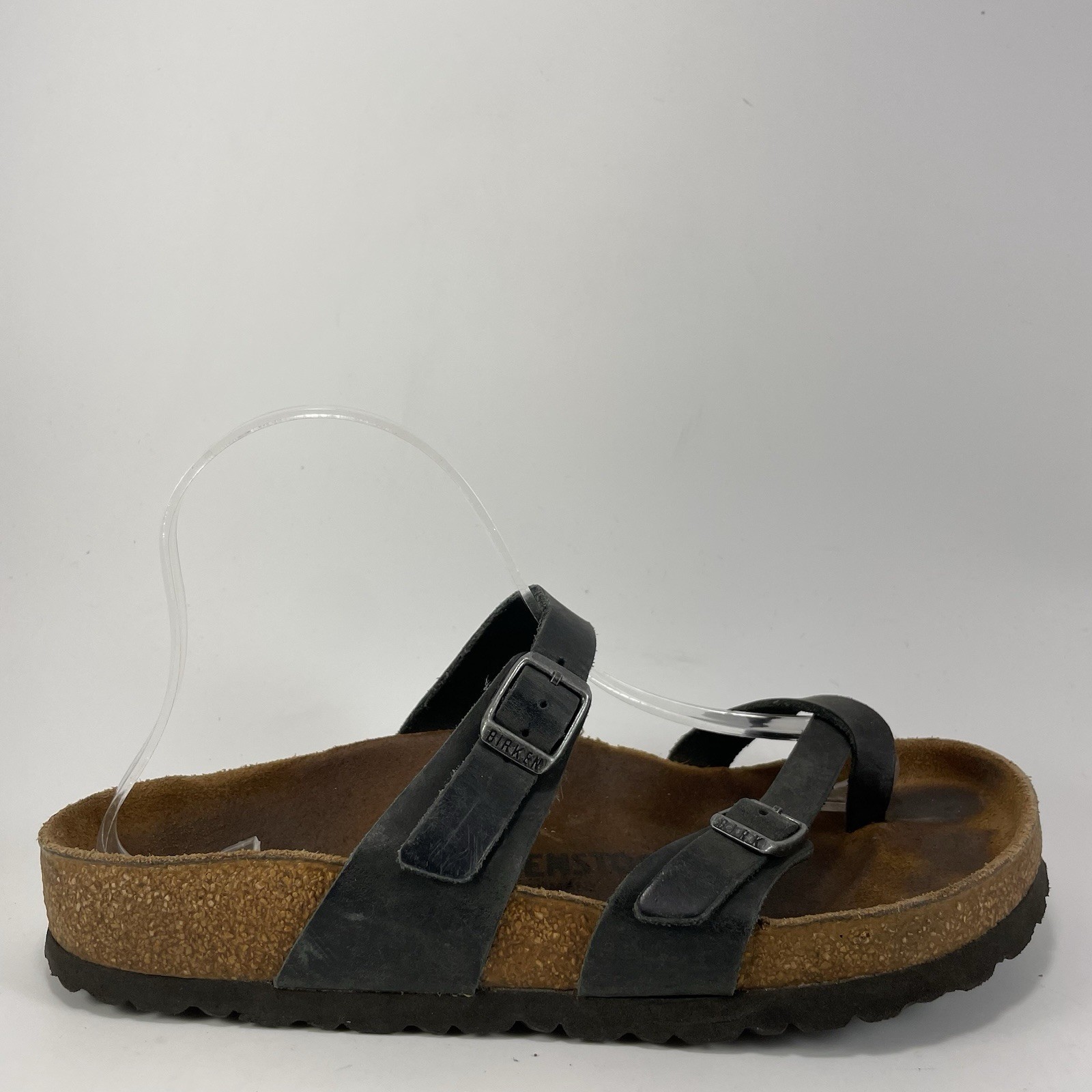 Birkenstock Mayari Slide Sandals Womens Size 38 US Size 7-7.5 Black Oil Leather