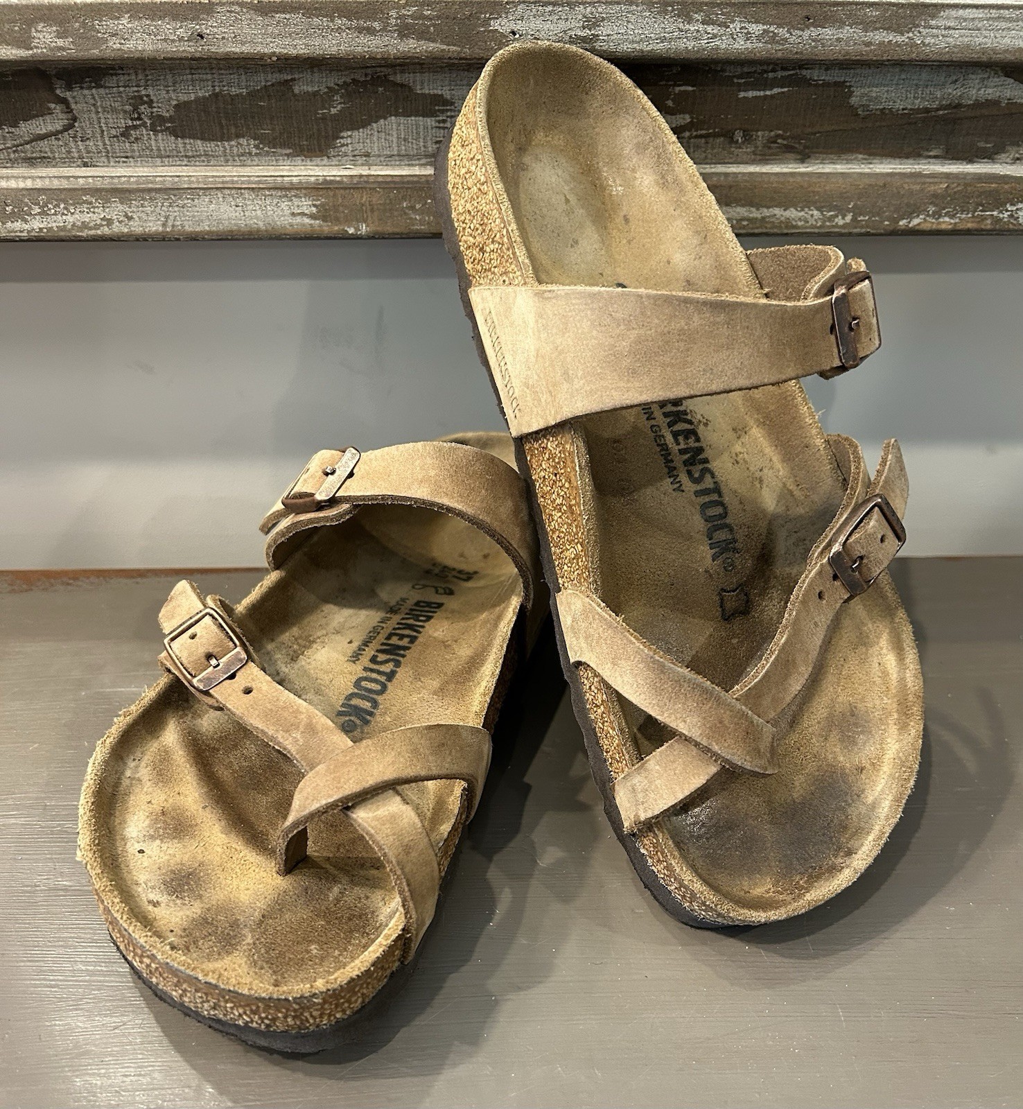 Birkenstock MAYARI Slide Sandals Brown Leather Women’s Size 7/38