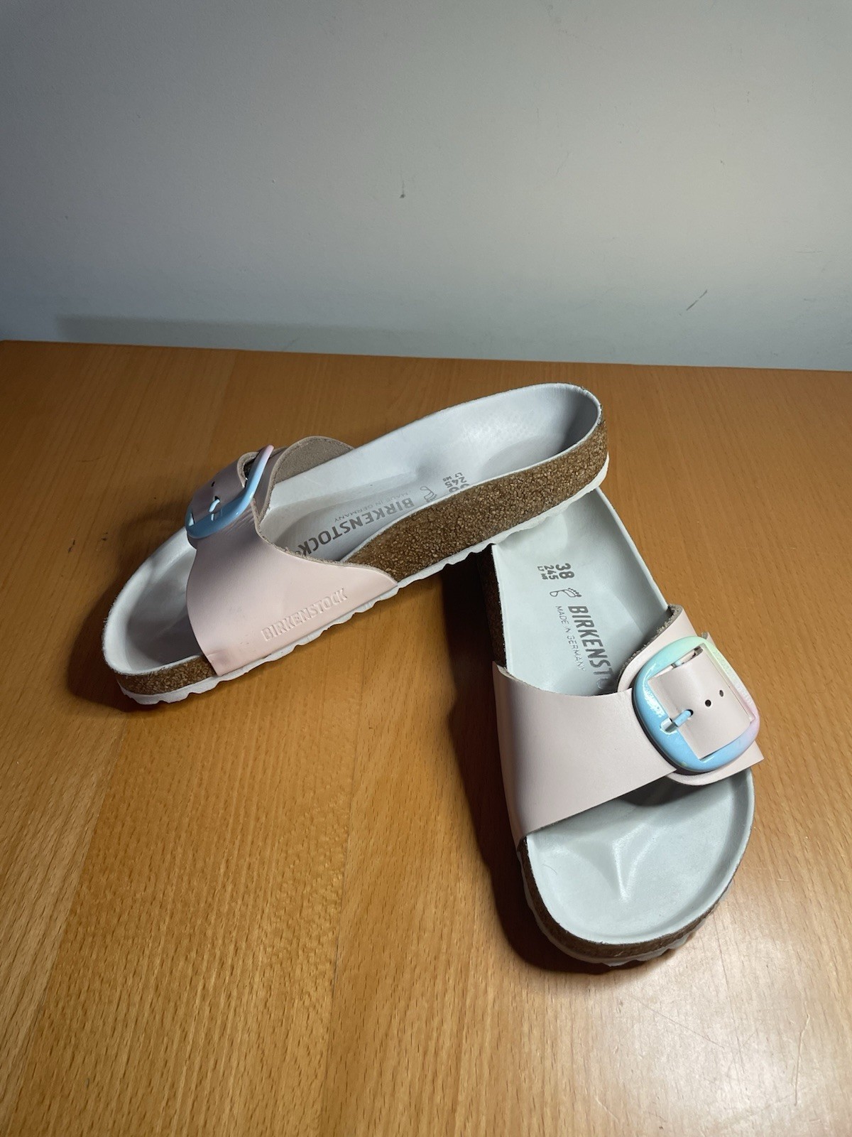 Birkenstock Madrid Big Buckle Light Rose Slide Sandal, Size 38 EU (7-7.5 US)