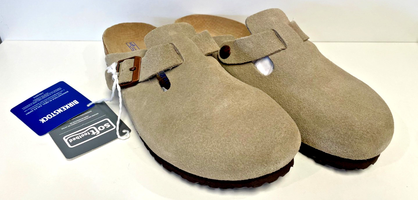 Birkenstock Boston Bs Leather Suede Soft Footbed Taupe  Color narrow EU 45