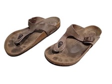 Birkenstock Gizeh Tobacco Brown Leather Sandals Slides Thongs Flip Flop EU40 US9