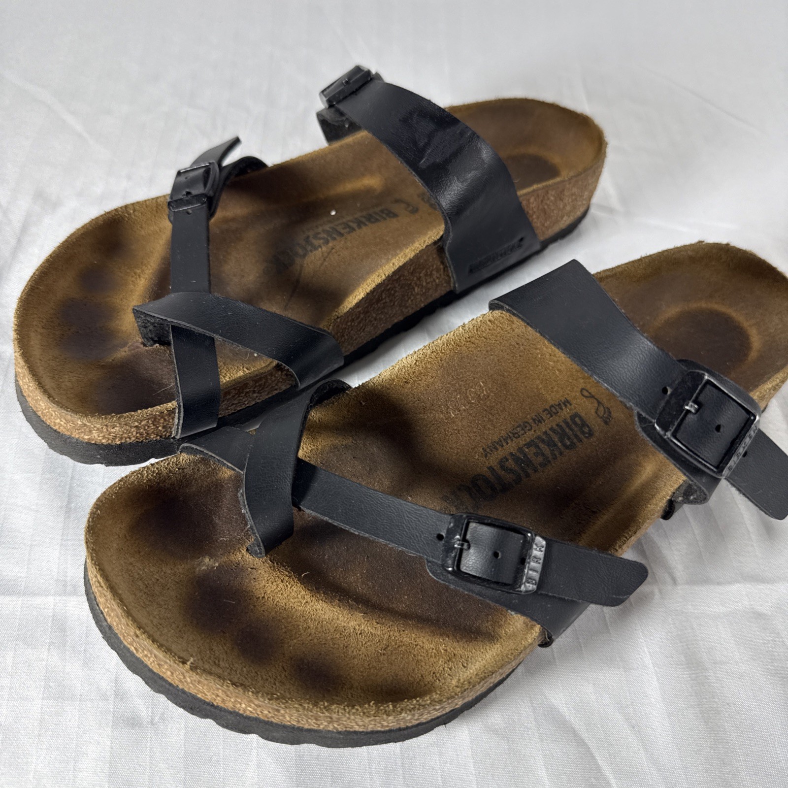 Birkenstock Mayari Birko-Flor Black Sandals Women US 7 EU 40 GENTLY WORN 2N