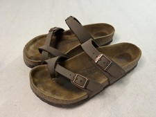Birkenstock Mayari Birkibuc Sandals Toe Loop Womens 6 Mocha BirkoFlor Regular 37