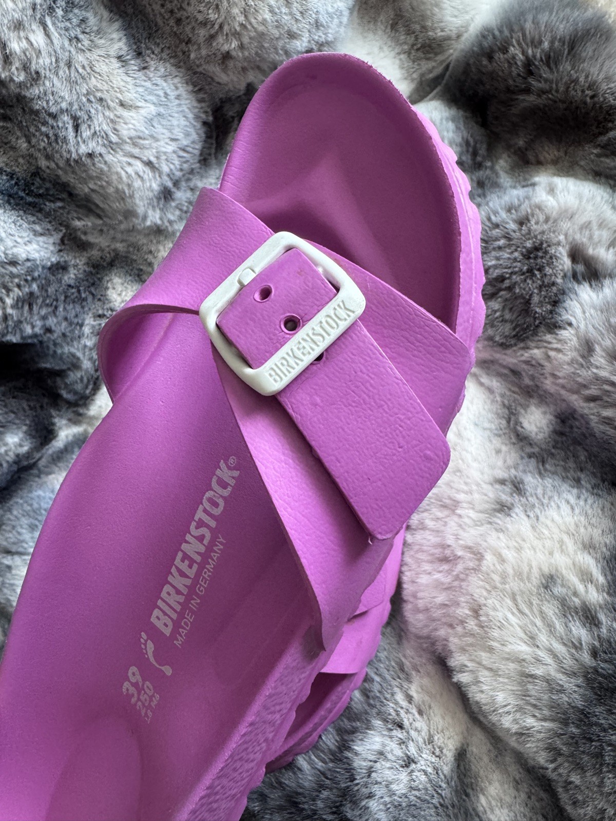 BIRKENSTOCK Madrid Sandals Womens 39 Pink Purple Eva Flat Slides Buckle Comfort