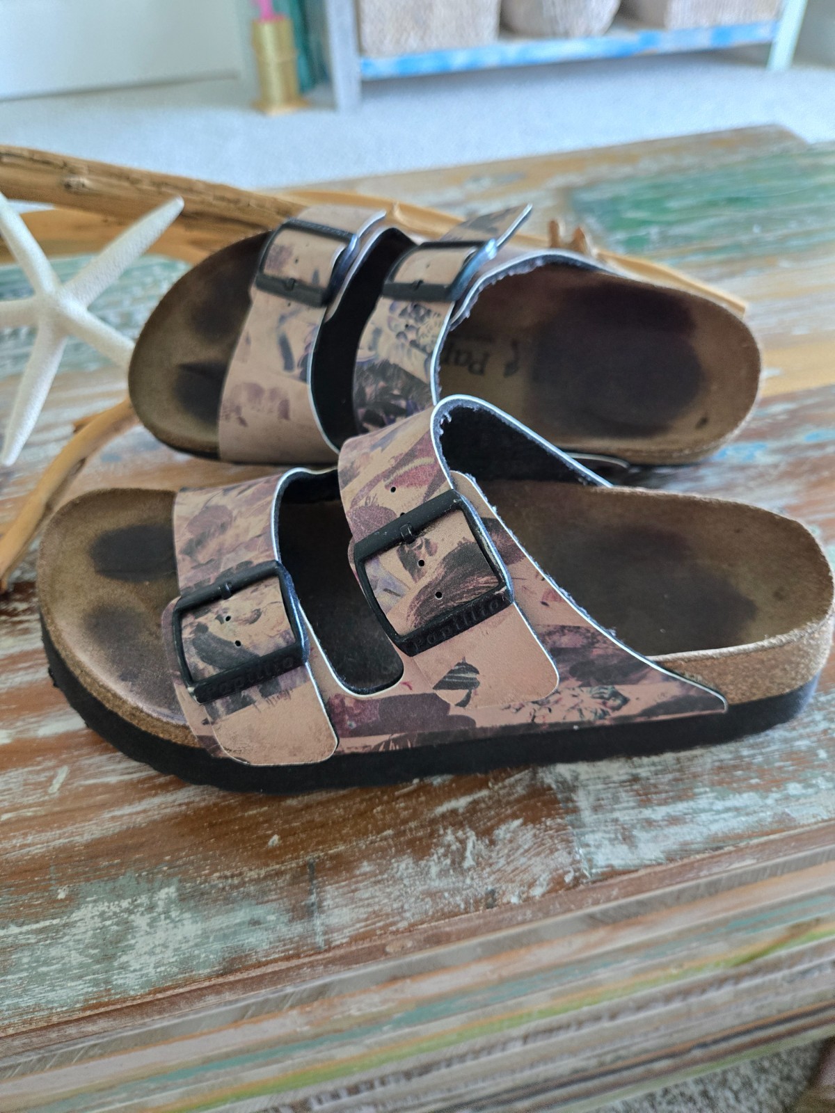 Birkenstock Papillio Arizona Sandal Floral Platform Adjustable Women’s Sz 38 / 7