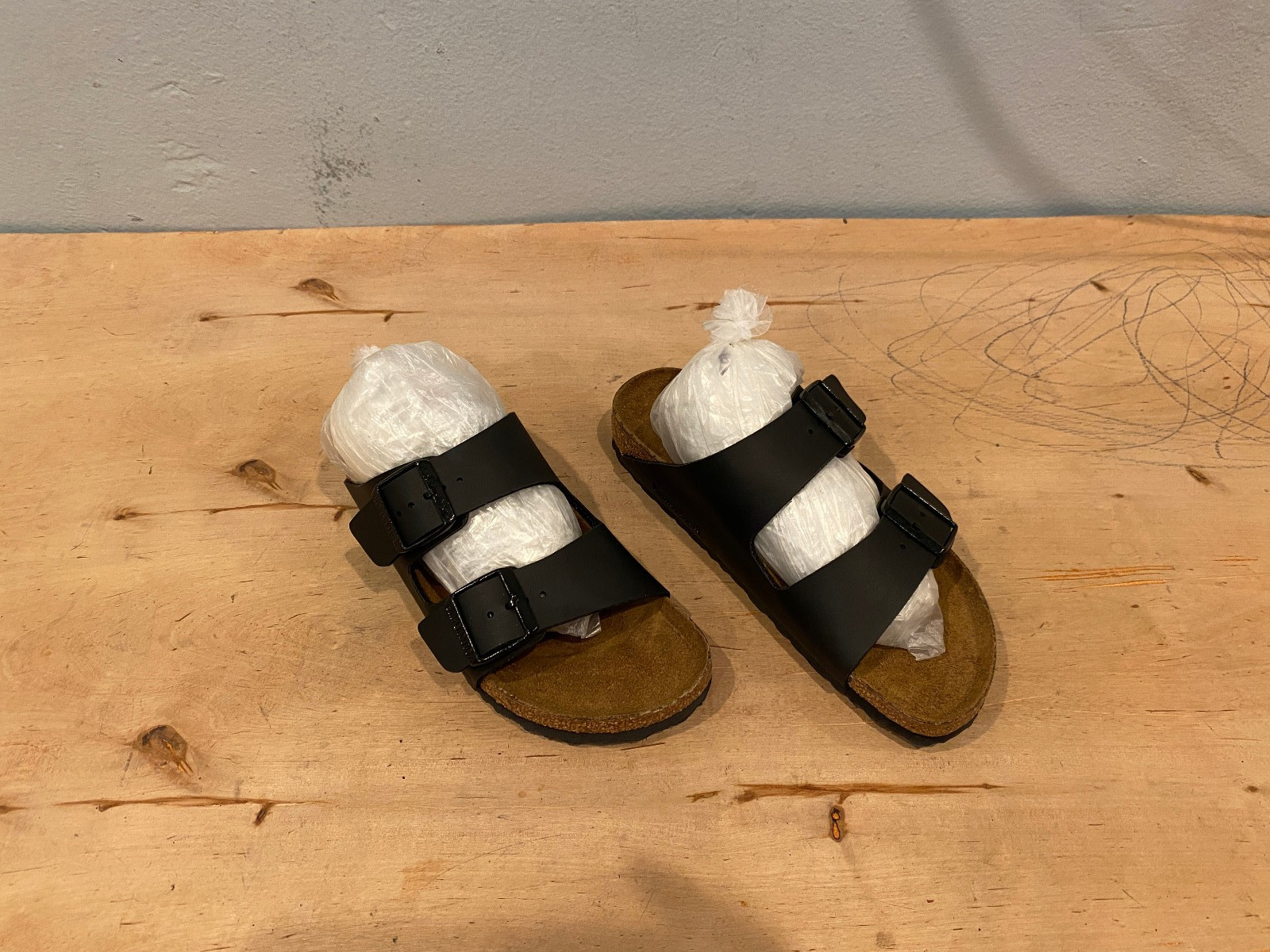 Birkenstock Arizona Slide , Black Birko-flor , Sz 37 / 6 – 6.5