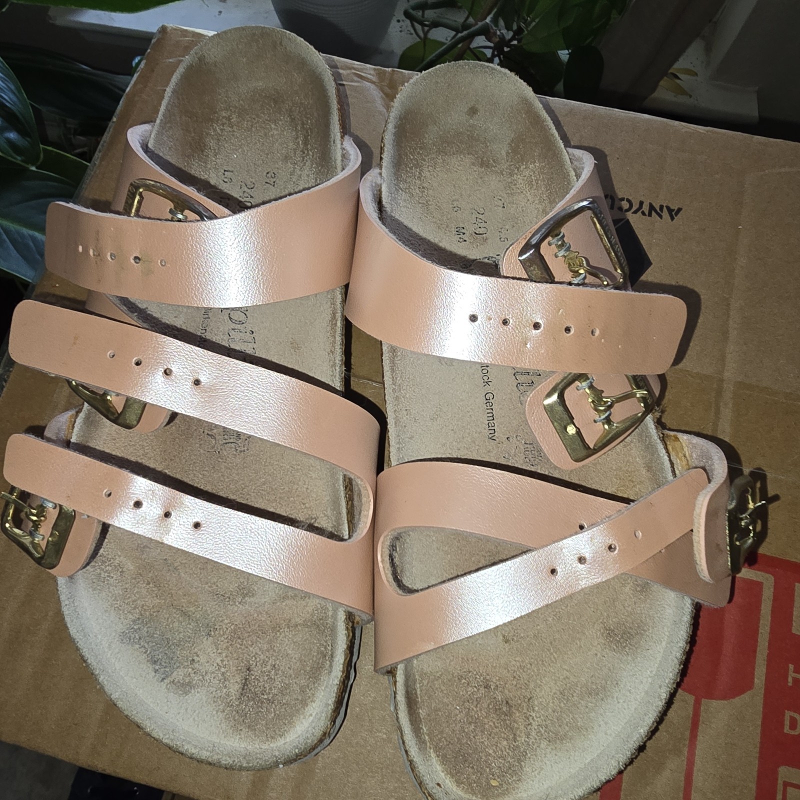 Papillio Birkenstock Gizeh Platform Soft Pink Nubuck Sandals Size 6.5 Boho