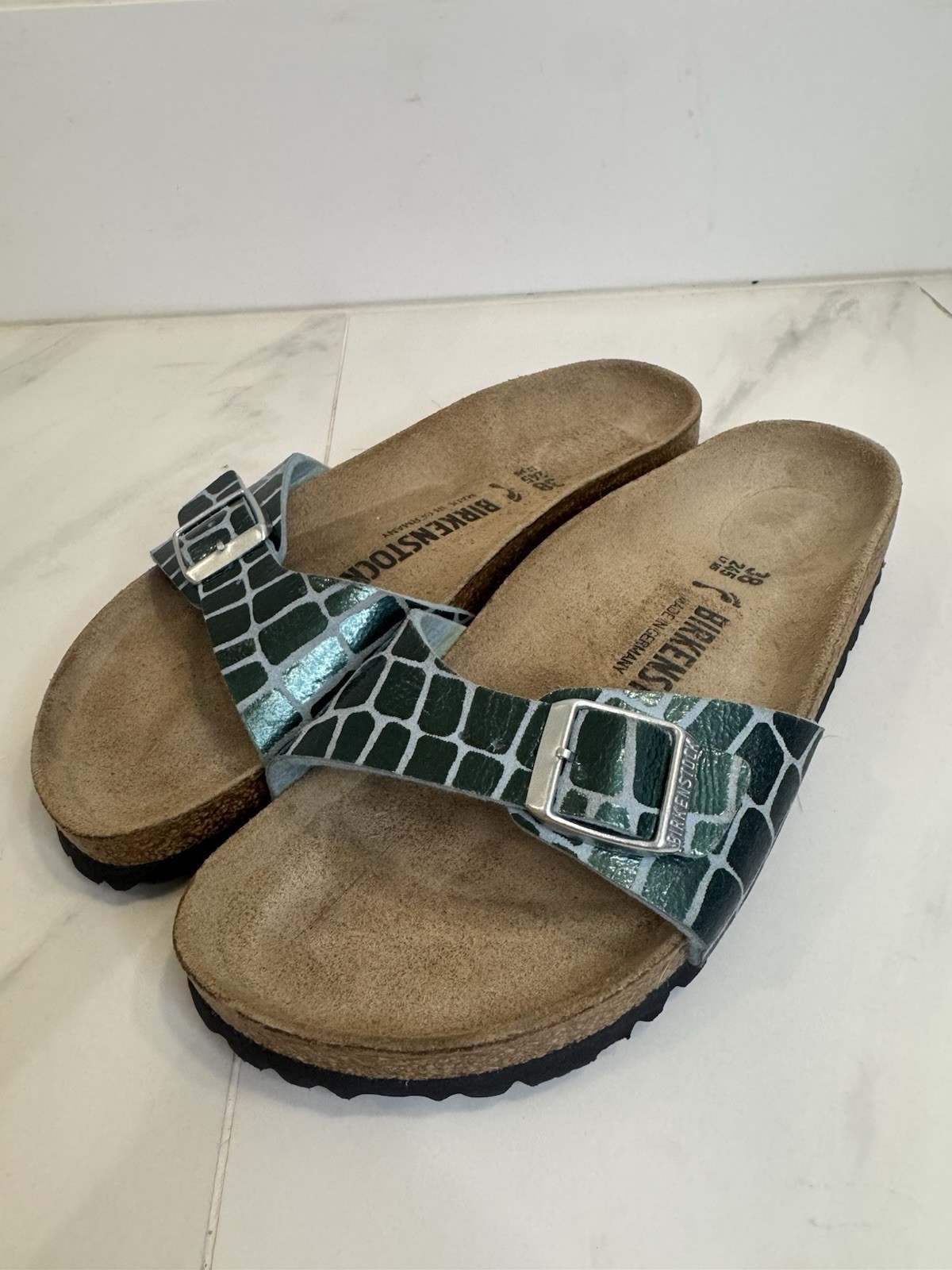 Birkenstock Madrid Big Buckle Women’s Sandal Green  Green/Gator Gleam Size 38 W7