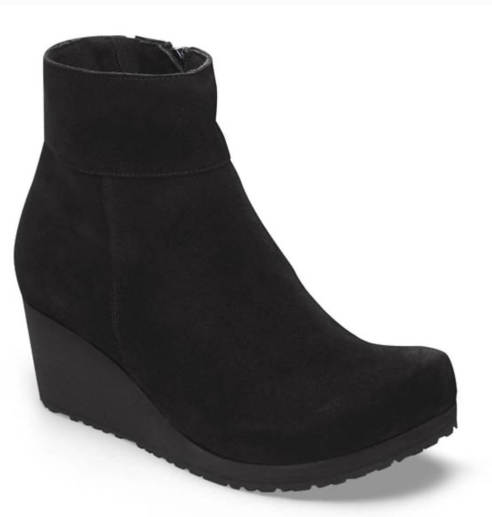 BIRKENSTOCK PAPILLIO EBBA SUEDE WEDGE BOOTS BOOTIES BLACK/BLACK 38 L 7 Narrow