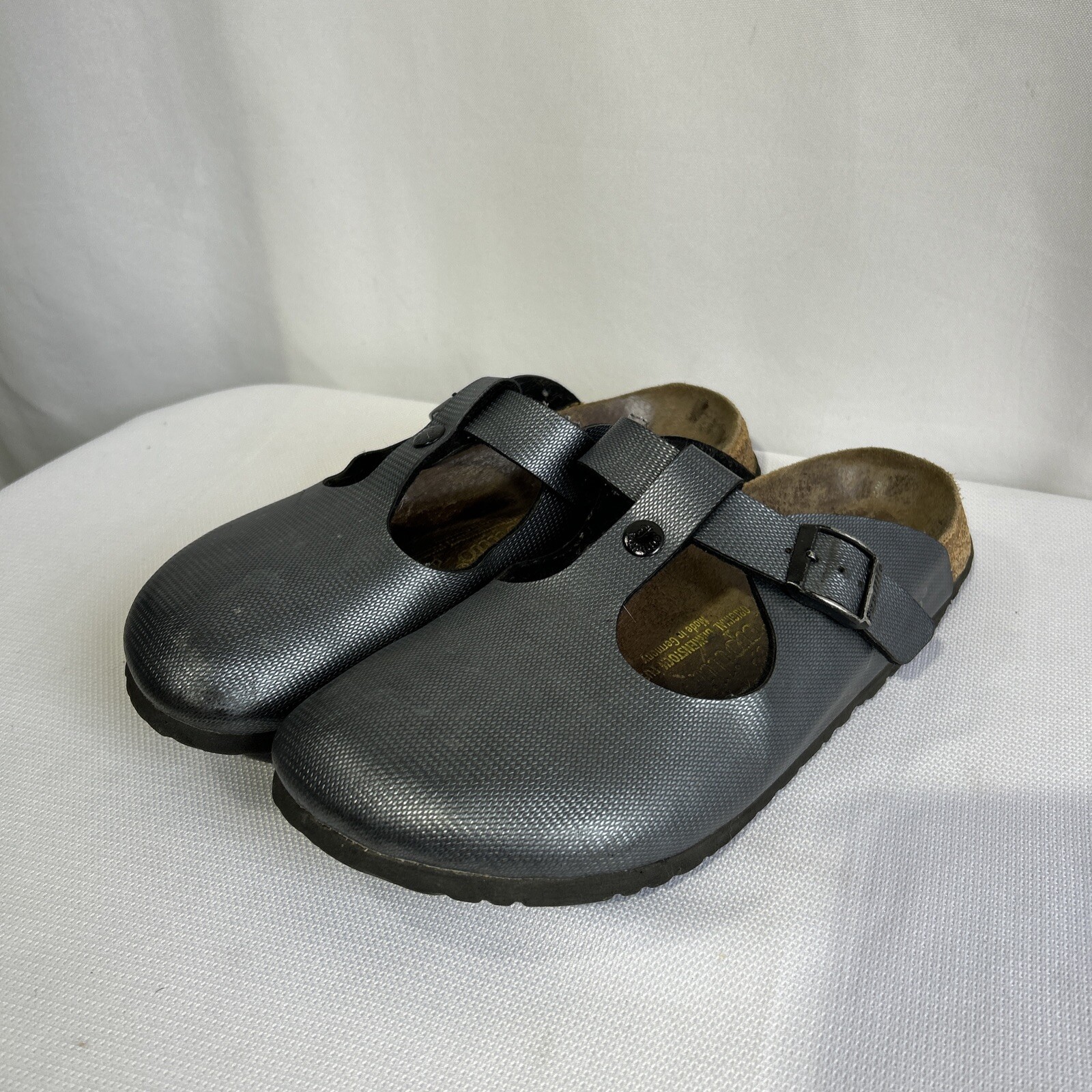 Birkenstock Papillio Bern Clogs Mary Jane Pressed Blue Leather Women Sz 40 US 9