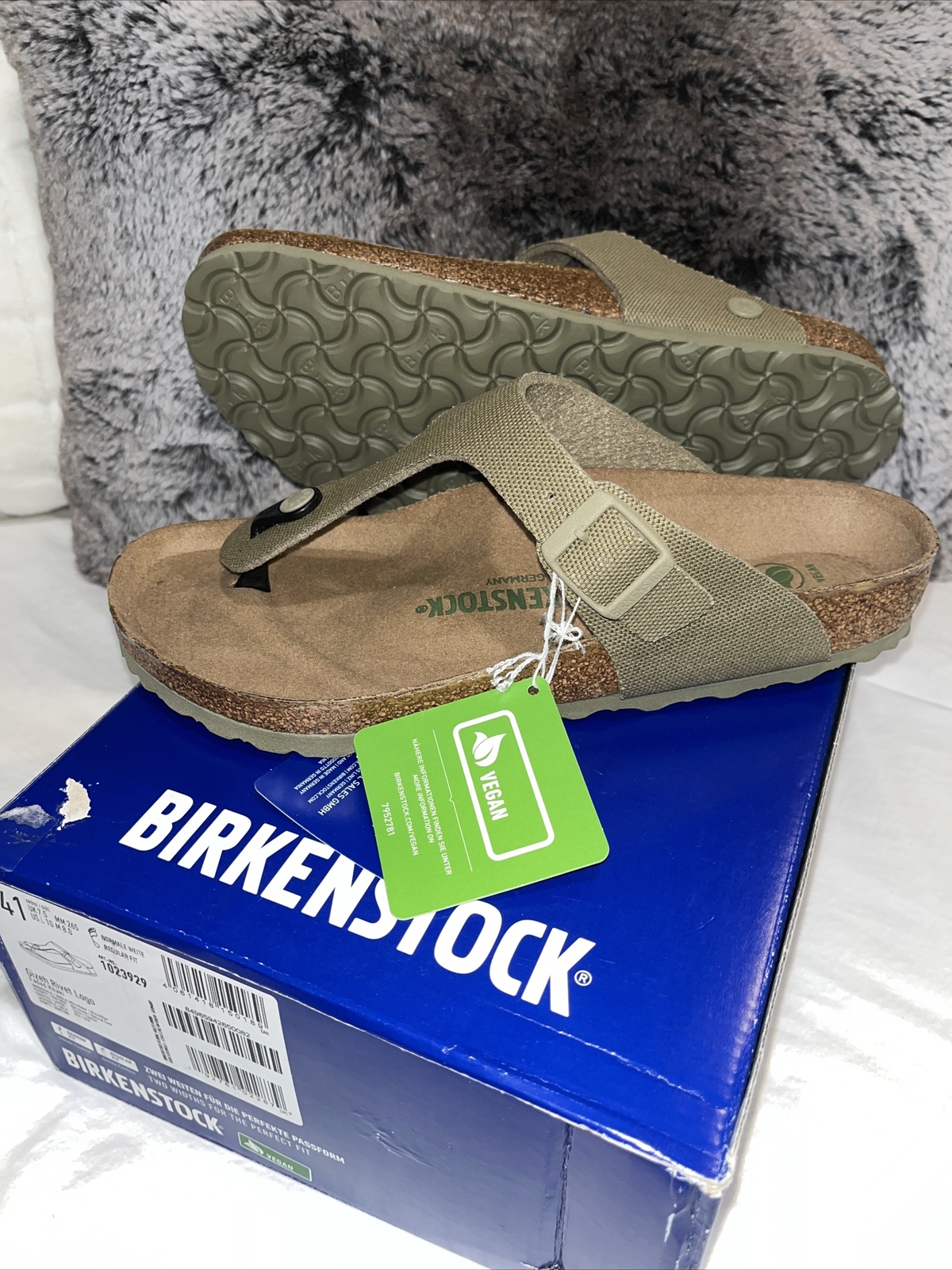 New Birkenstock Gizeh Unisex Thong Faded Khaki Size L10, M8, Eur 41