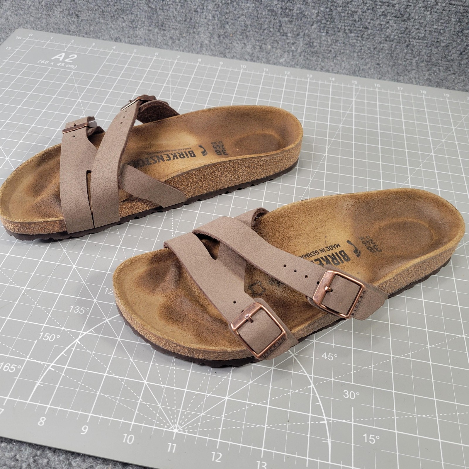 Birkenstock Mayari Sandals Womens Size 7 38 Synthetic Thong Cork Footbed Germany