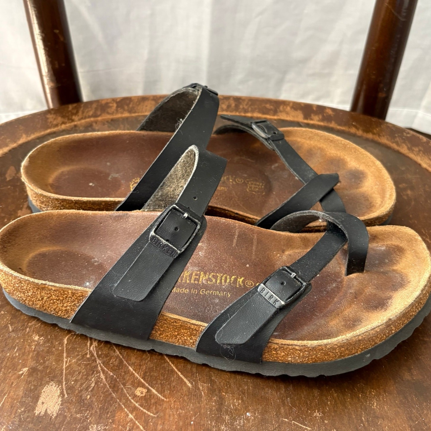 Birkenstock Mayari Black Leather Sandals Women 39 US 8 Adjustable Comfort