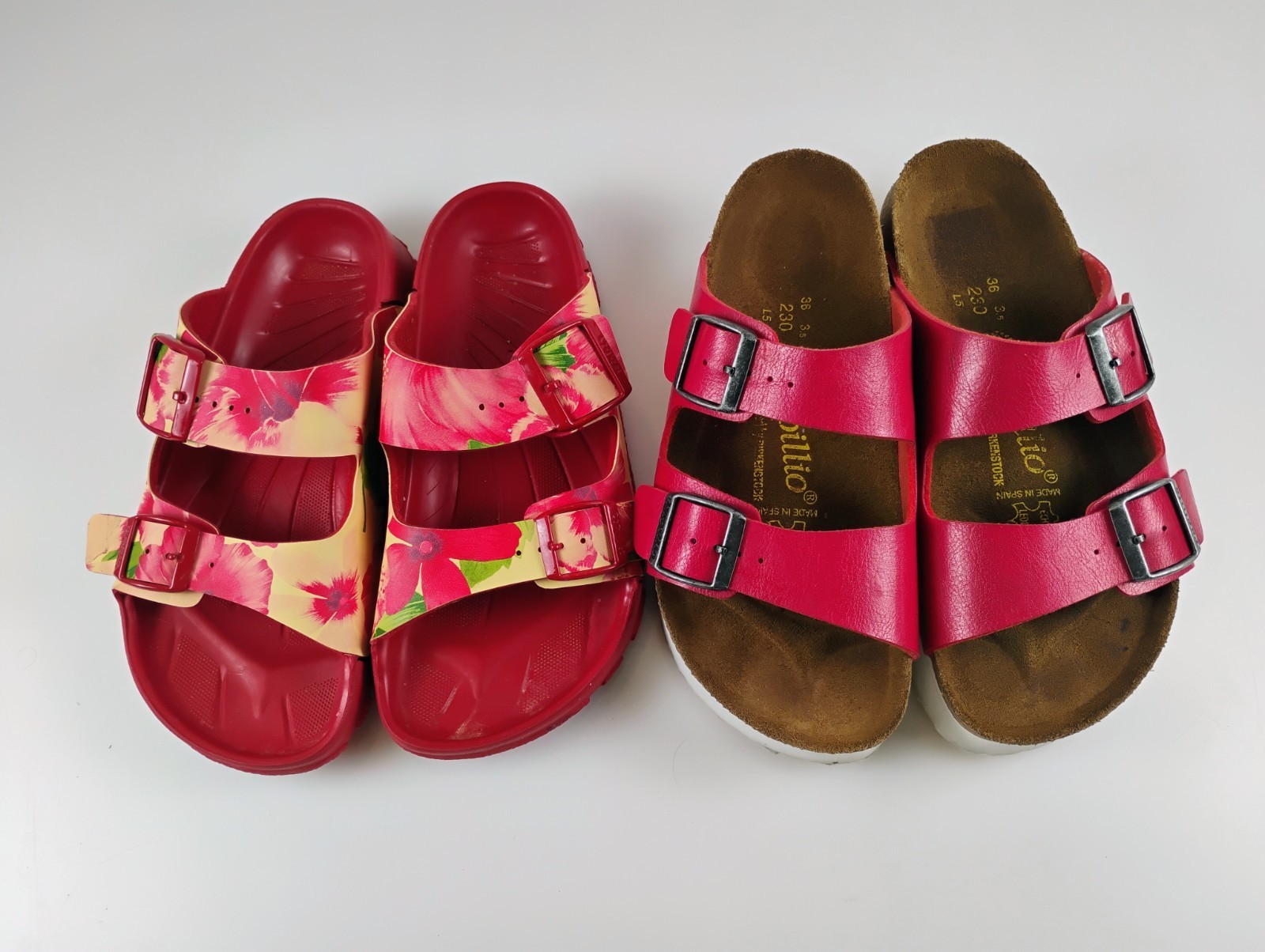 2 Pairs Birkenstock Red Sandals Size 36 Papillio & Birkis