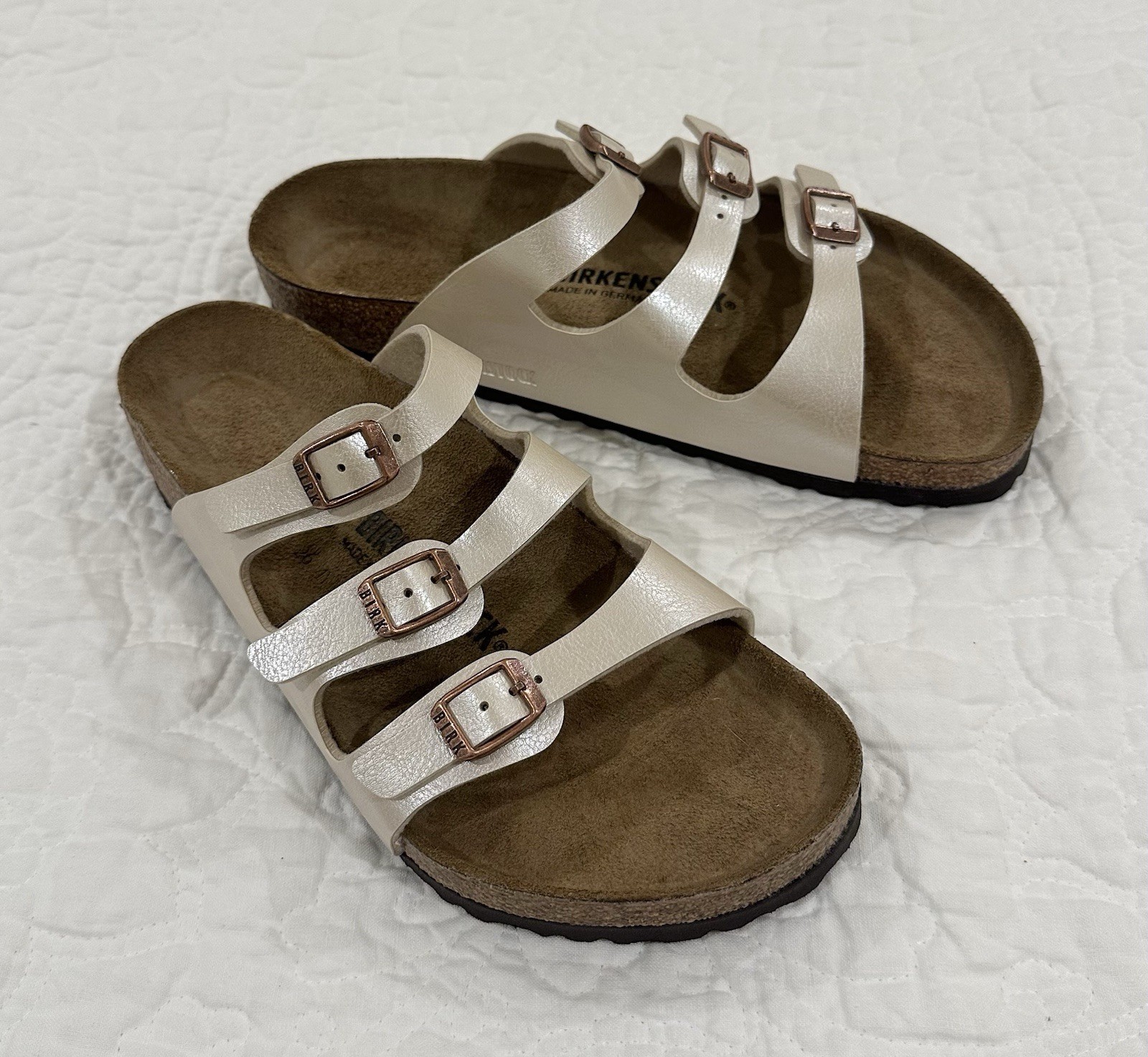 Birkenstock Florida Graceful Pearl Womens 40 US 9 Narrow Triple Strap