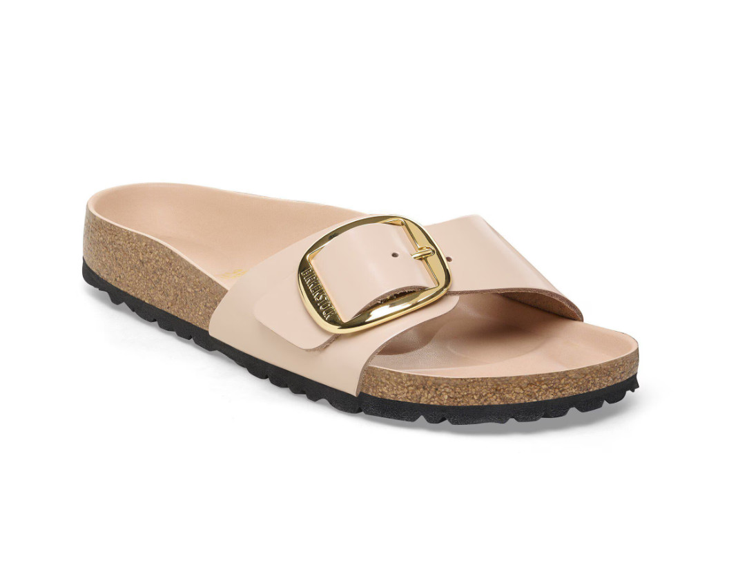Birkenstock Madrid Big Buckle Leather Patent Medium/Narrow Shine New Beige Color