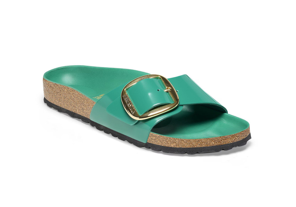 Birkenstock Madrid Big Buckle Leather Patent Medium/Narrow Shine Digital Green