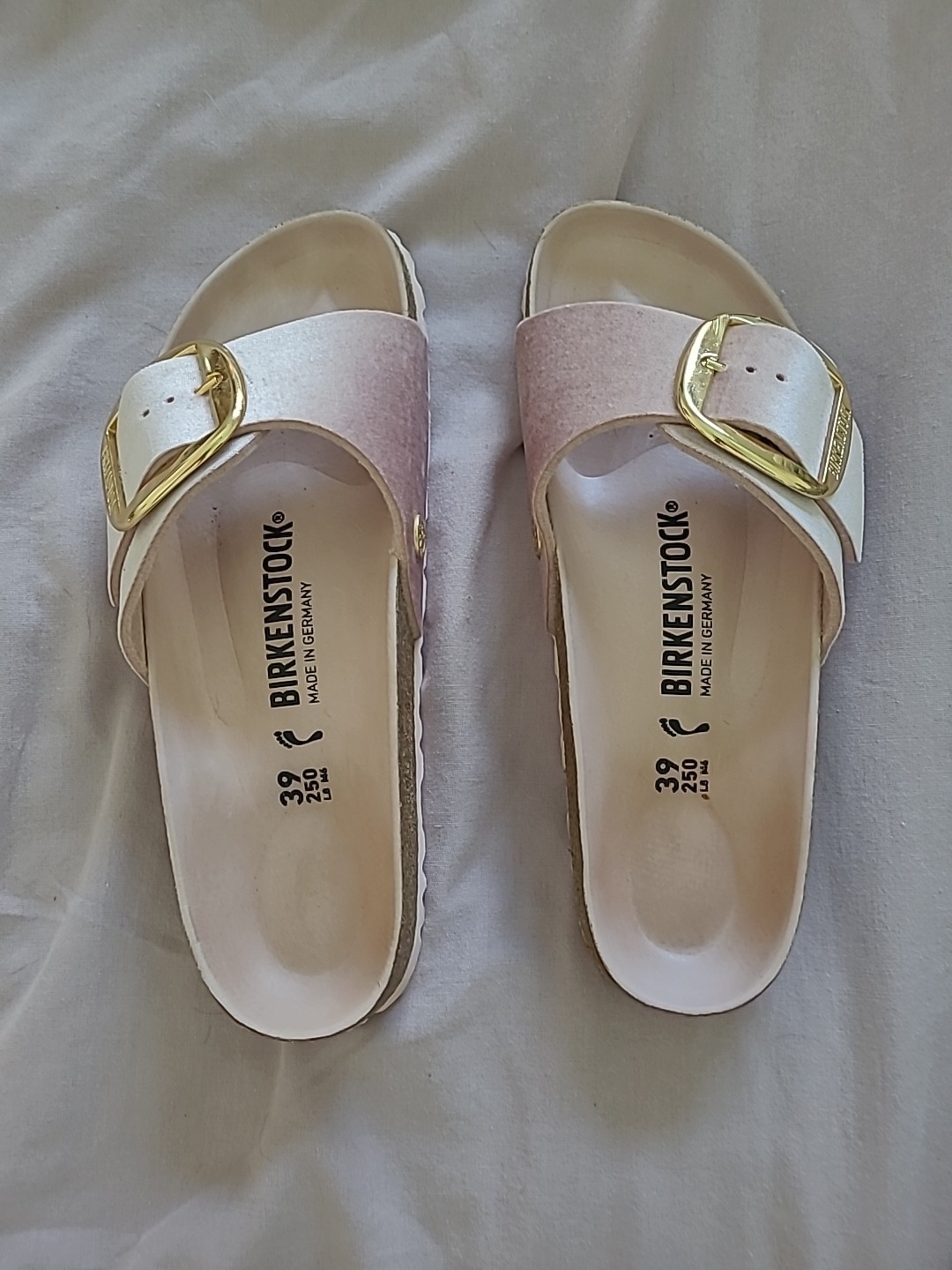 Birkenstock Madrid Big Buckle Light Rose Velvet Exquisite Size 39