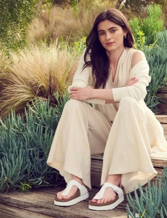 PapilliobyBirkenstock Gizeh Platform Sandals White Leather Cork Footbed Comfort