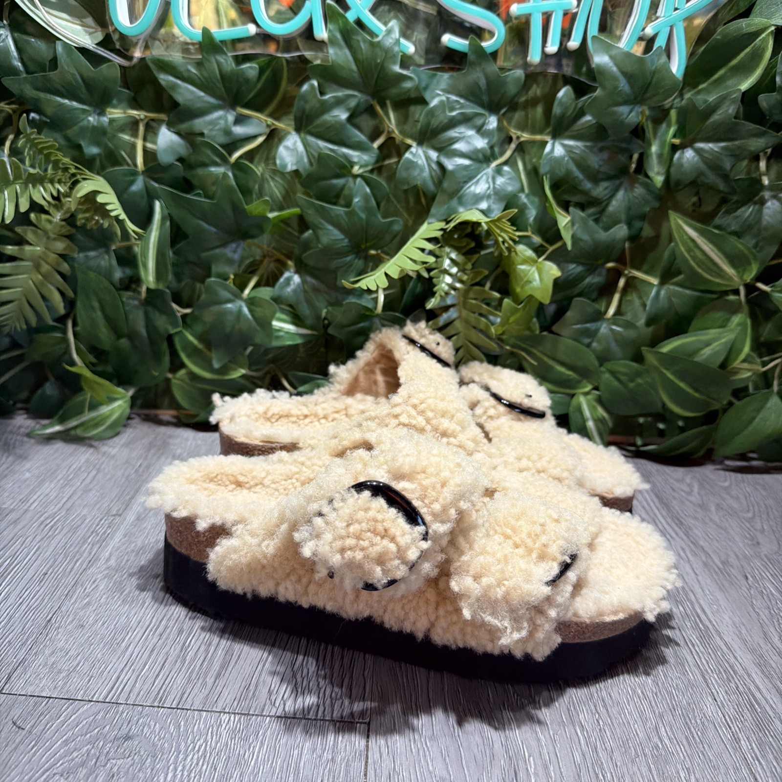 Birkenstock Papillio ARIZONA Big Buckle Platform Beige Teddy 37 L6 NARROW