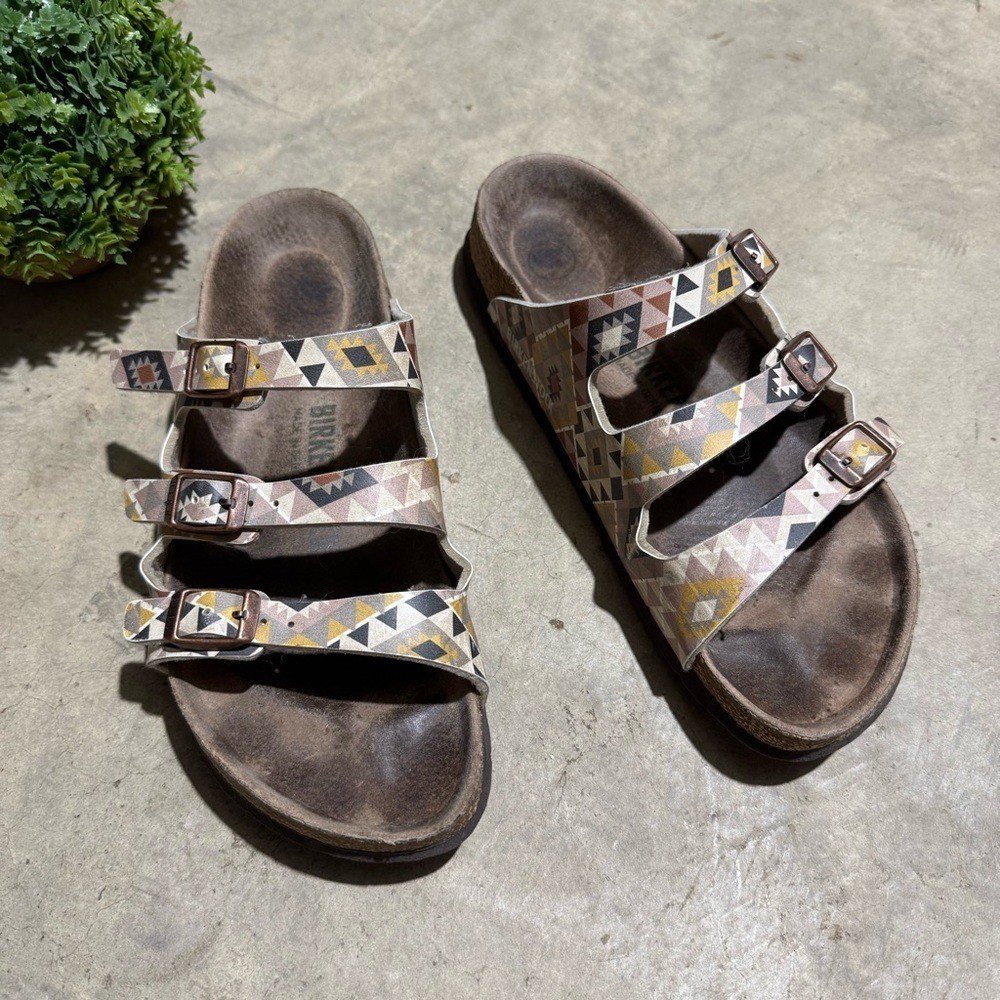 Birkenstock Florida Fresh Ethno Mocha Sandals Size 38/7 Aztec Southwest Stern