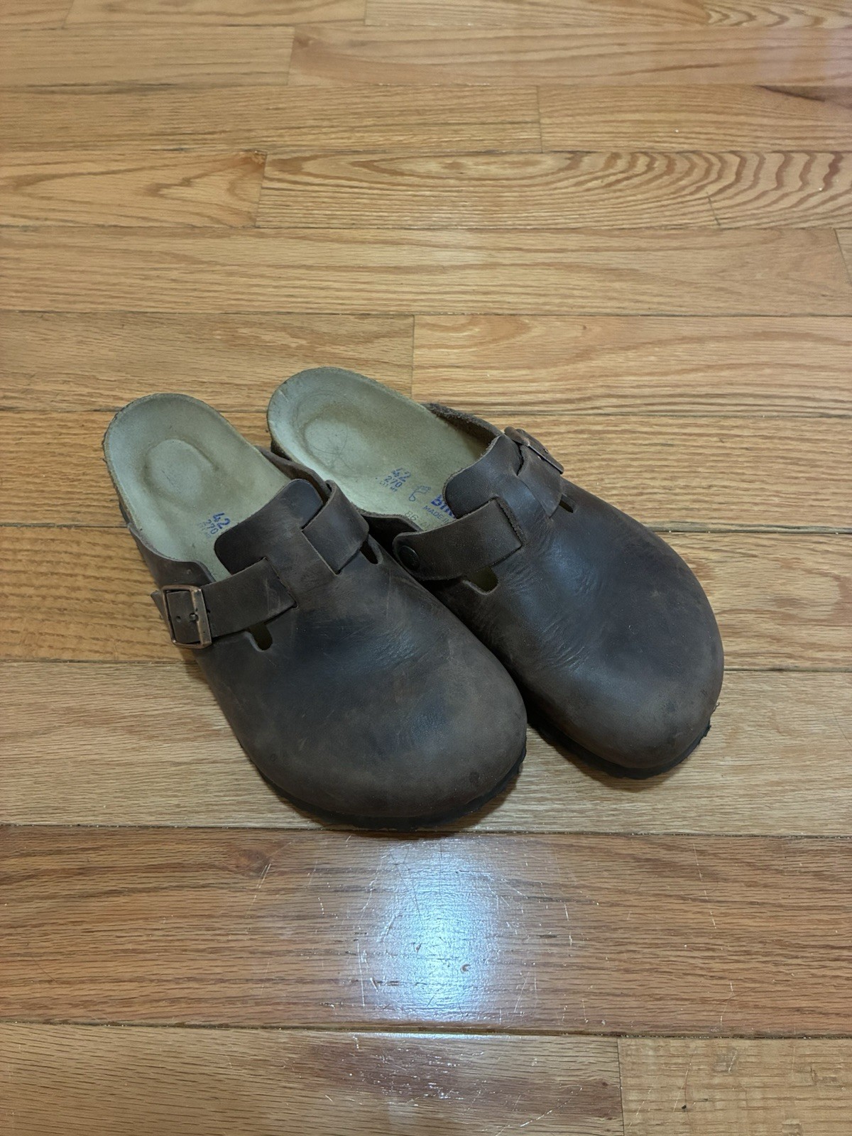 Birkenstock Boston Brown Leather Slip-On Sandal Size 42 Men’s