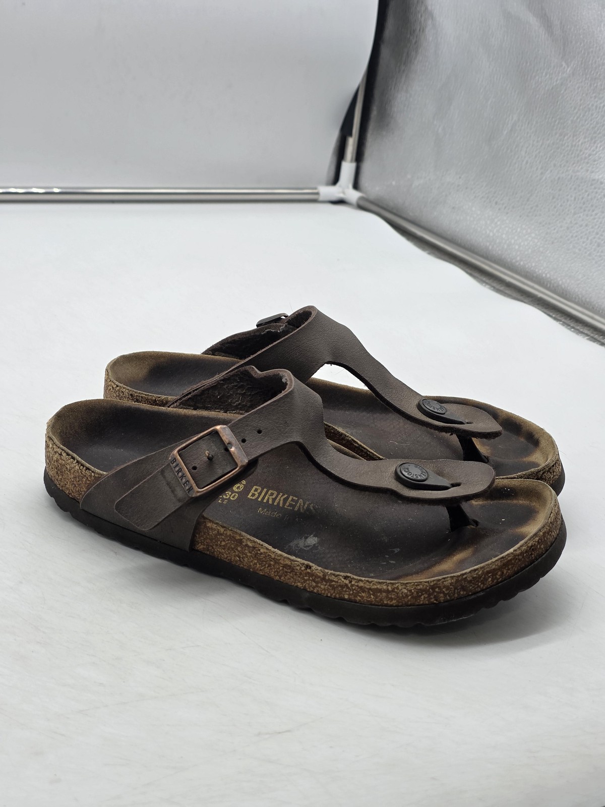 Birkenstock Gizeh Sandals Womens Size 5 EU 36 Brown Leather Made in Germany