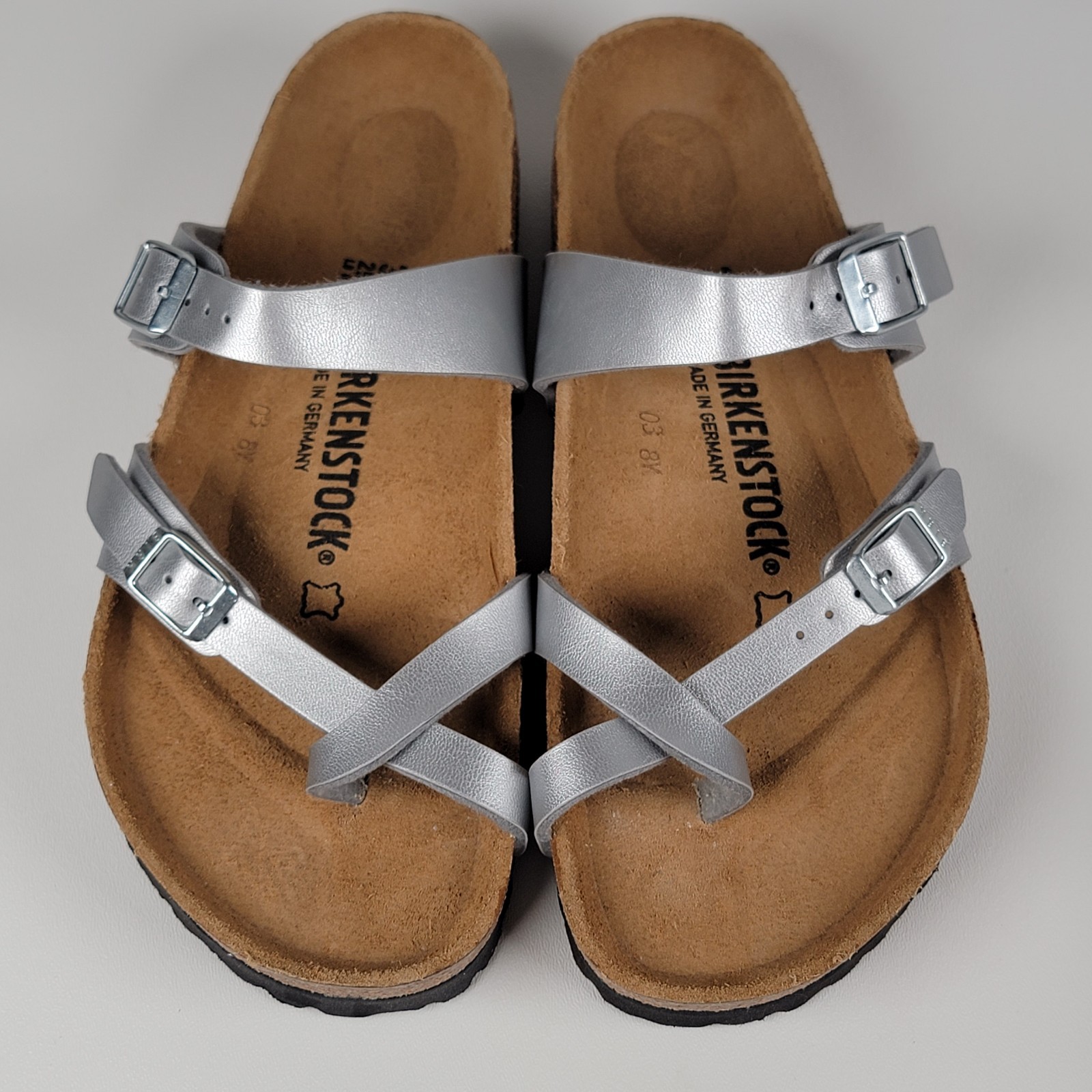 Birkenstock  Mayari Silver Birko-Flor Regular Width – Women’s Size 8 EU 39