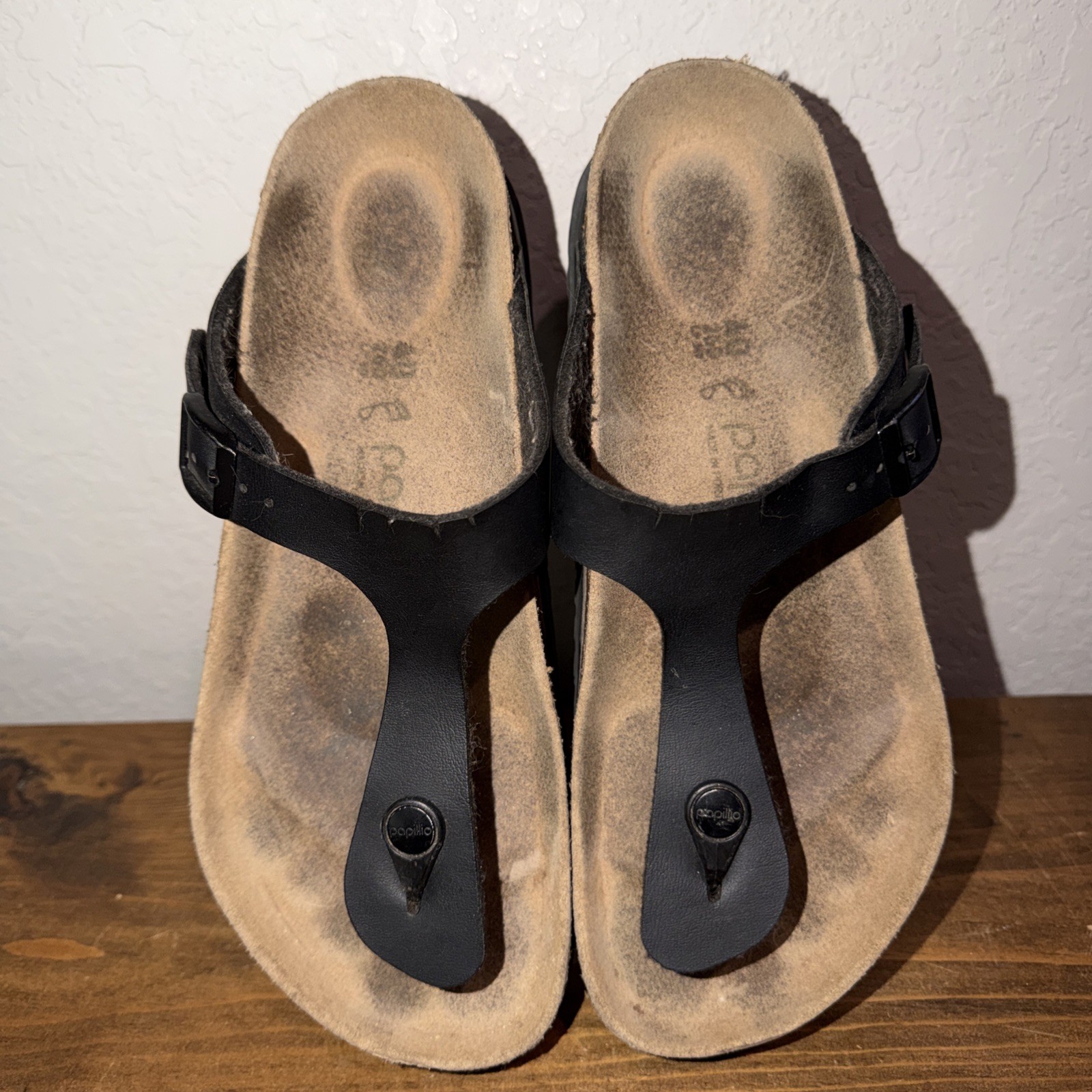 Birkenstock Papillio Gizeh Black Sandals Shoes Size 40 L9 Higher Heel