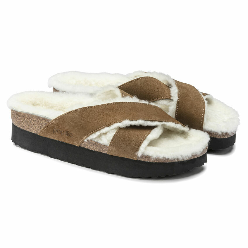 Birkenstock Daytona Genuine Shearling Lined Platform, Tea Suede Women’s Size 41