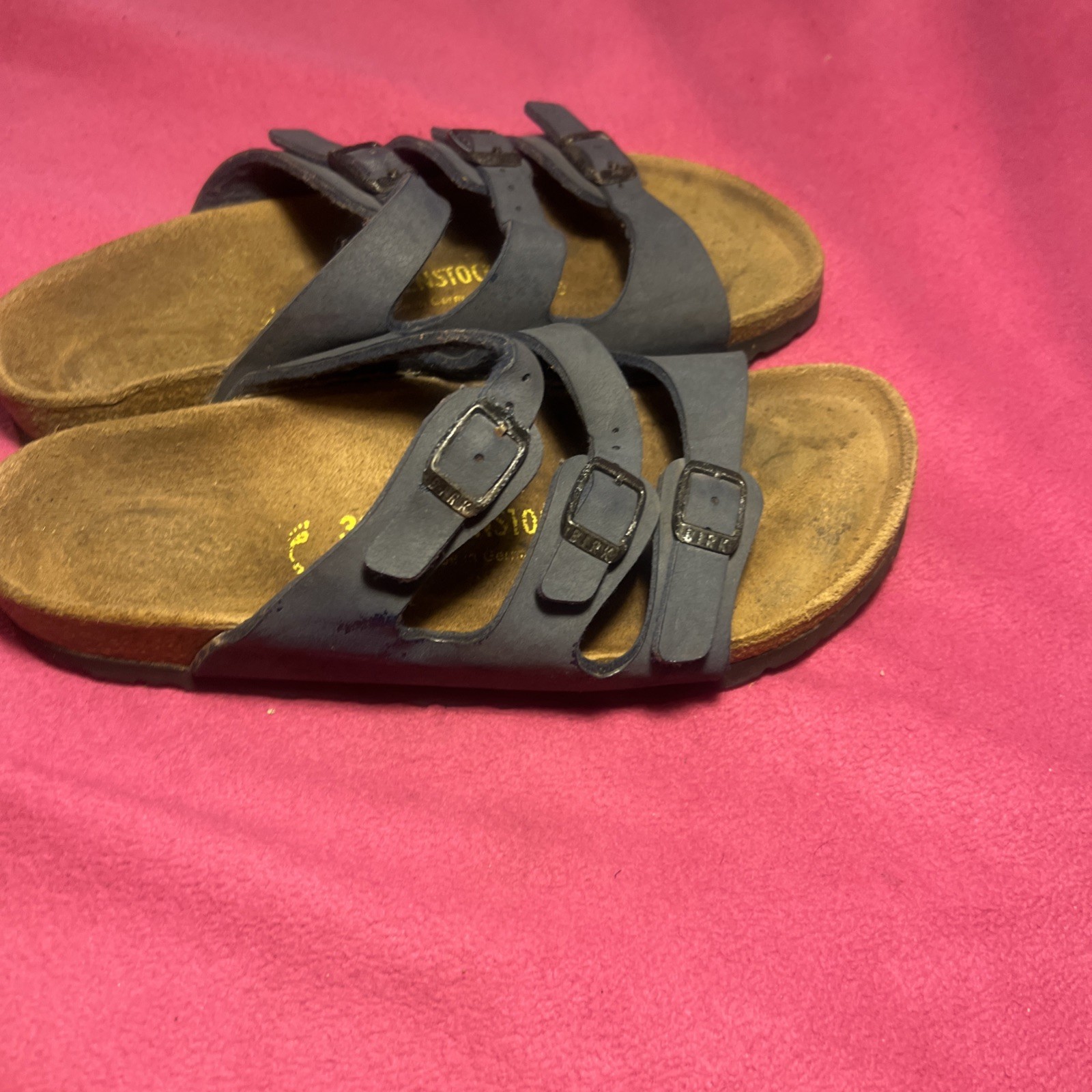 Women’s Birkenstock Florida Soft Footbed sandals navy blue Birko-Flor eur 39 M 8