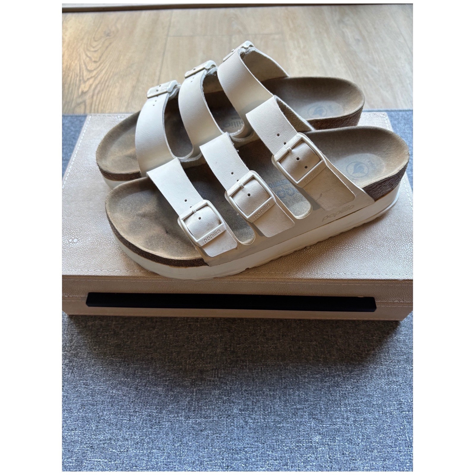 Papillio by Birkenstock Florida Eggshell Vegan Platform Sandals Womens 40 L9 M7